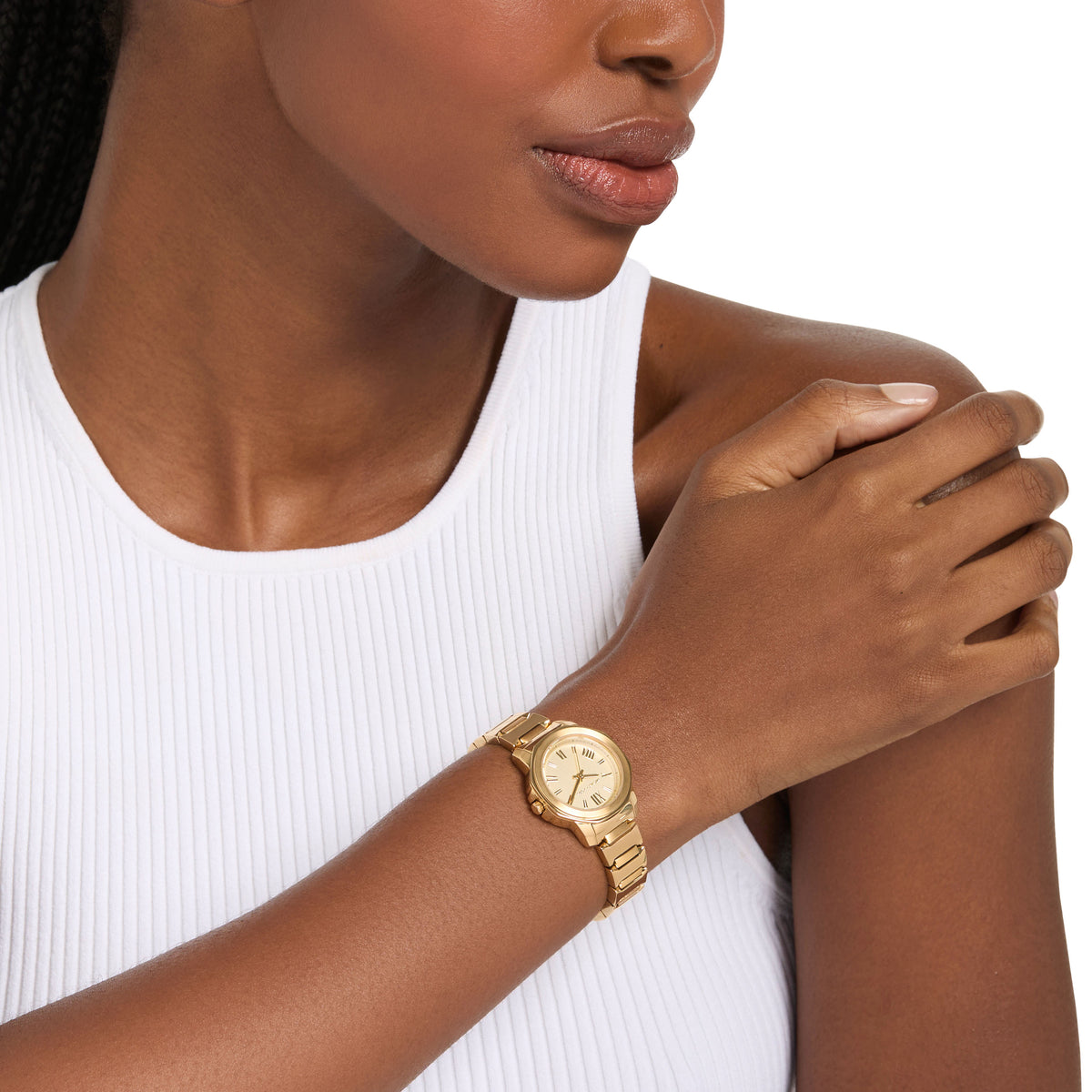 Michael Kors Petite Prescott Gold MK7685 on the wrist