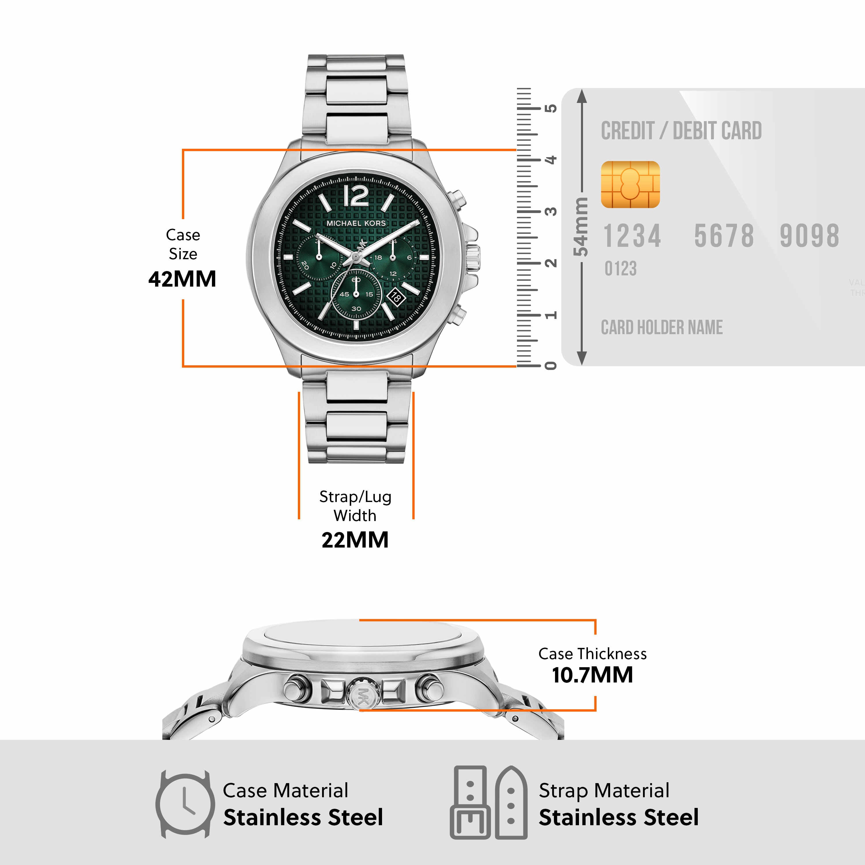 Michael Kors Sage Green Dial Silver Stainless Steel Watch MK9191