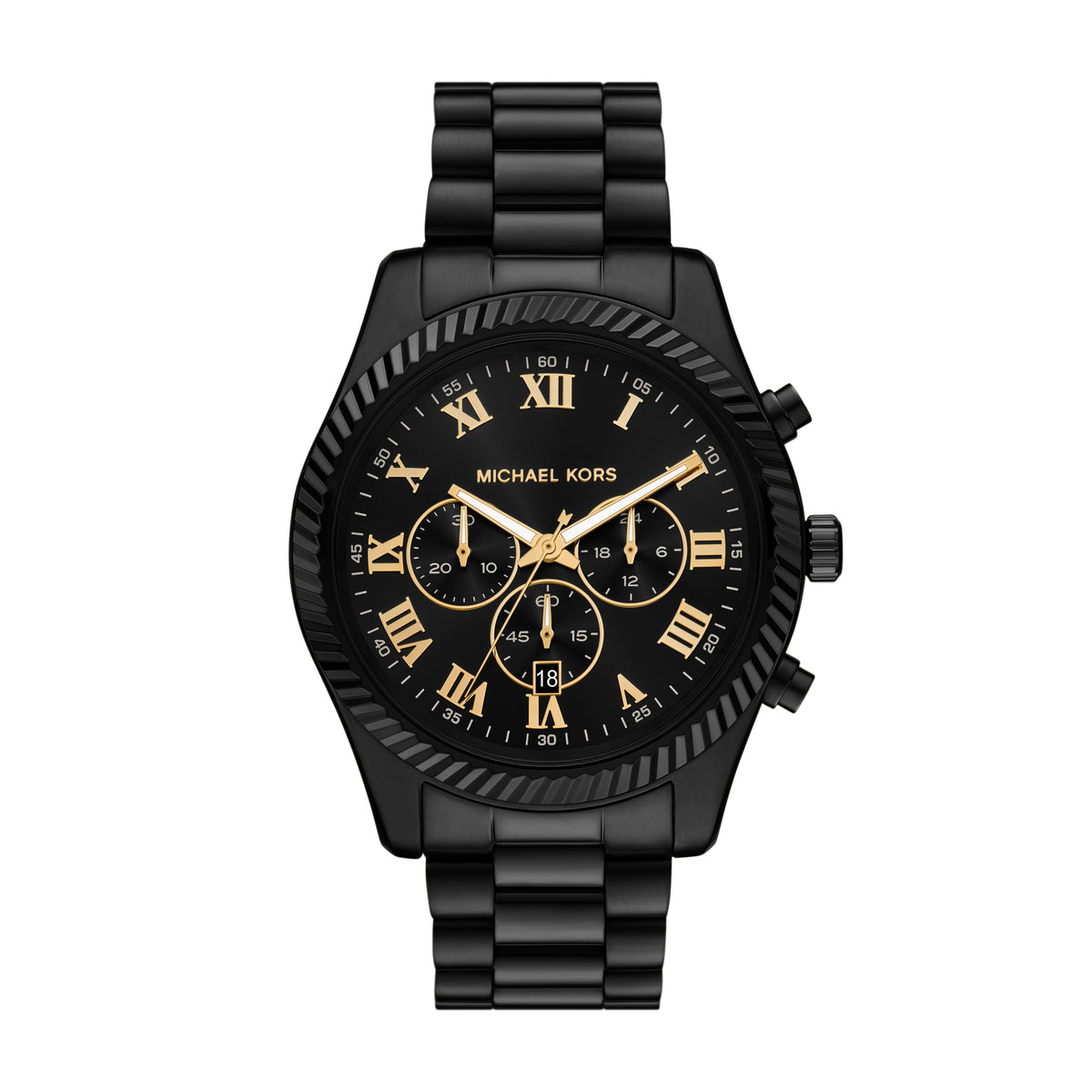 Michael Kors Lexington Chrono Black MK9297 front packshot