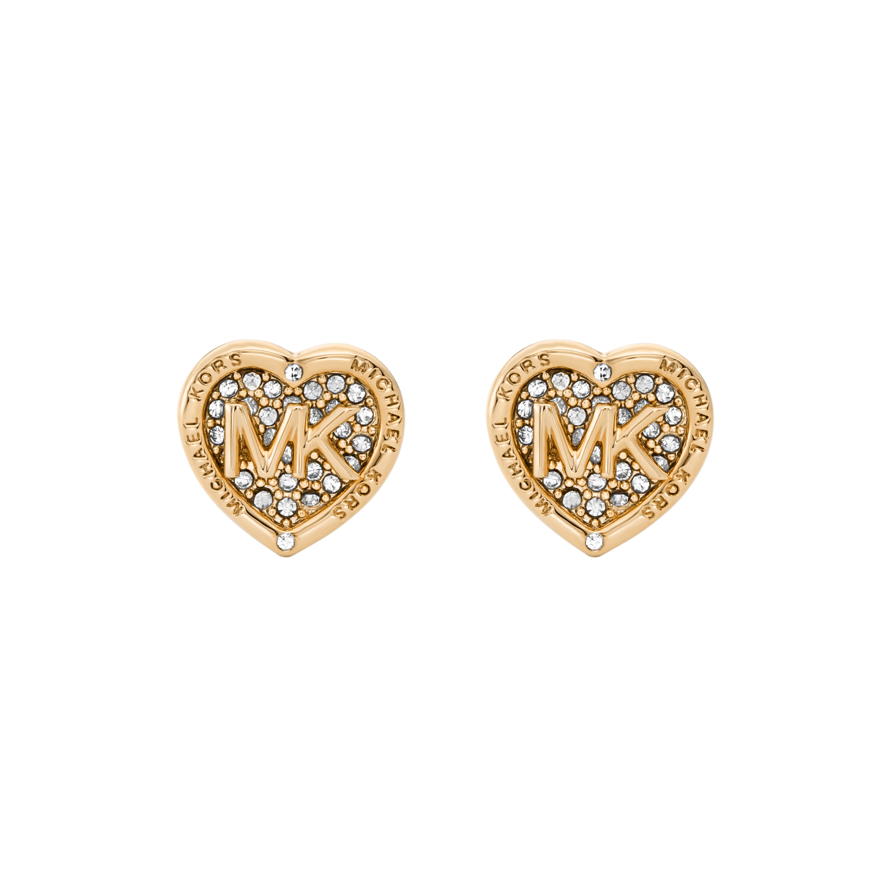 Michael Kors Gold Pavé Logo Heart Women's Stud Earrings MKJC0007A710