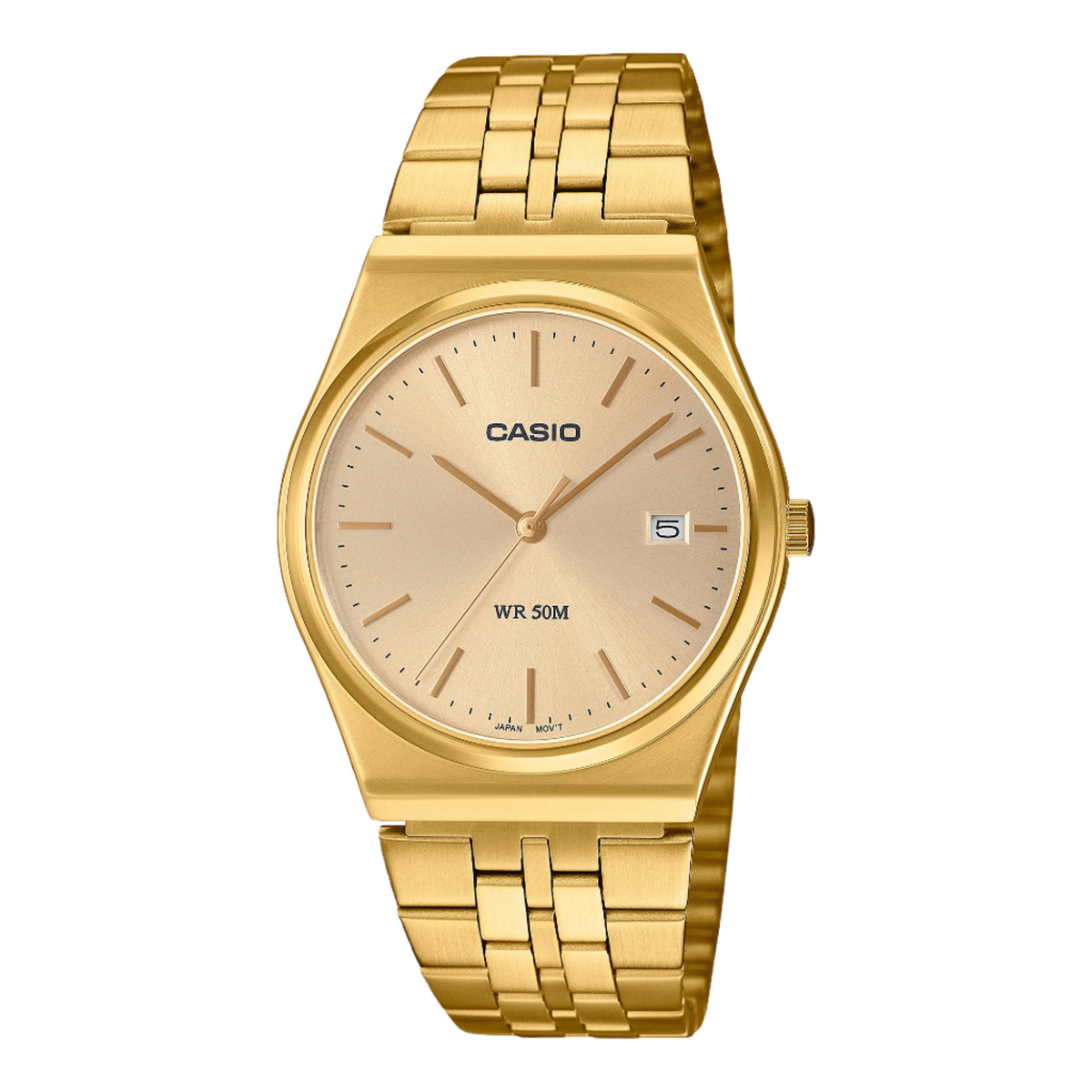 Casio Analog Gold Dial Stainless Steel Watch MTPB145G-9A