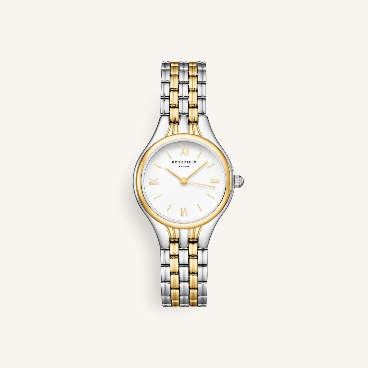 Rosefield Muse White Dial Two-Tone Silver Gold Bracelet Watch MUWDSD-MU03