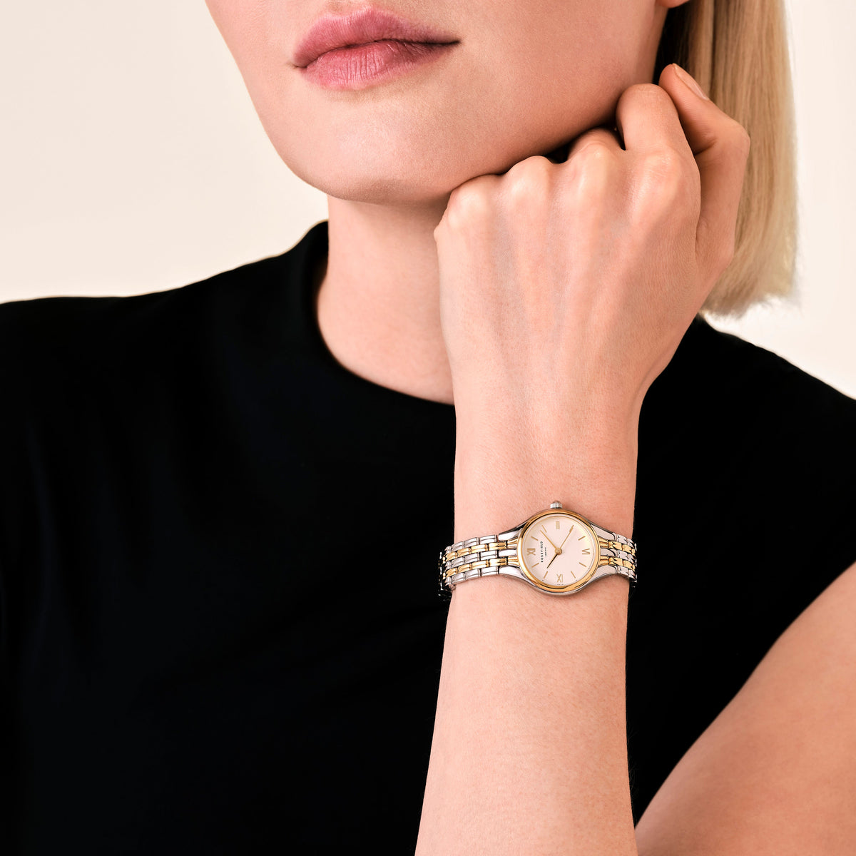 Rosefield Muse White Dial Two-Tone Silver Gold Bracelet Watch MUWDSD-MU03