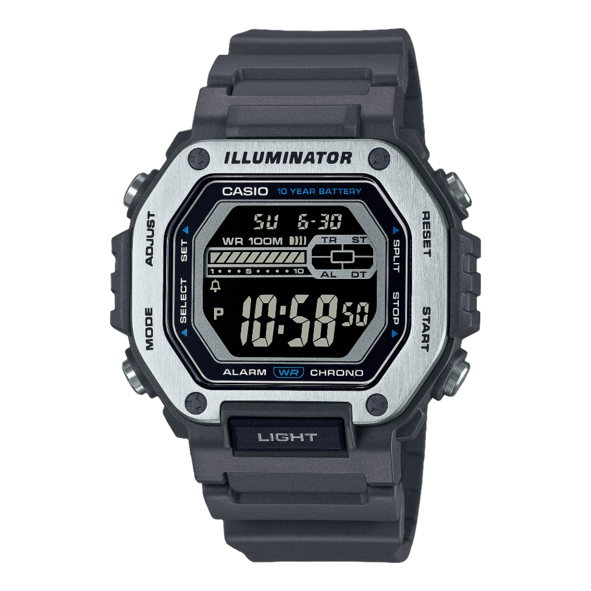 Casio Digital Black Dial Black Resin Band Watch MWD110H-8B