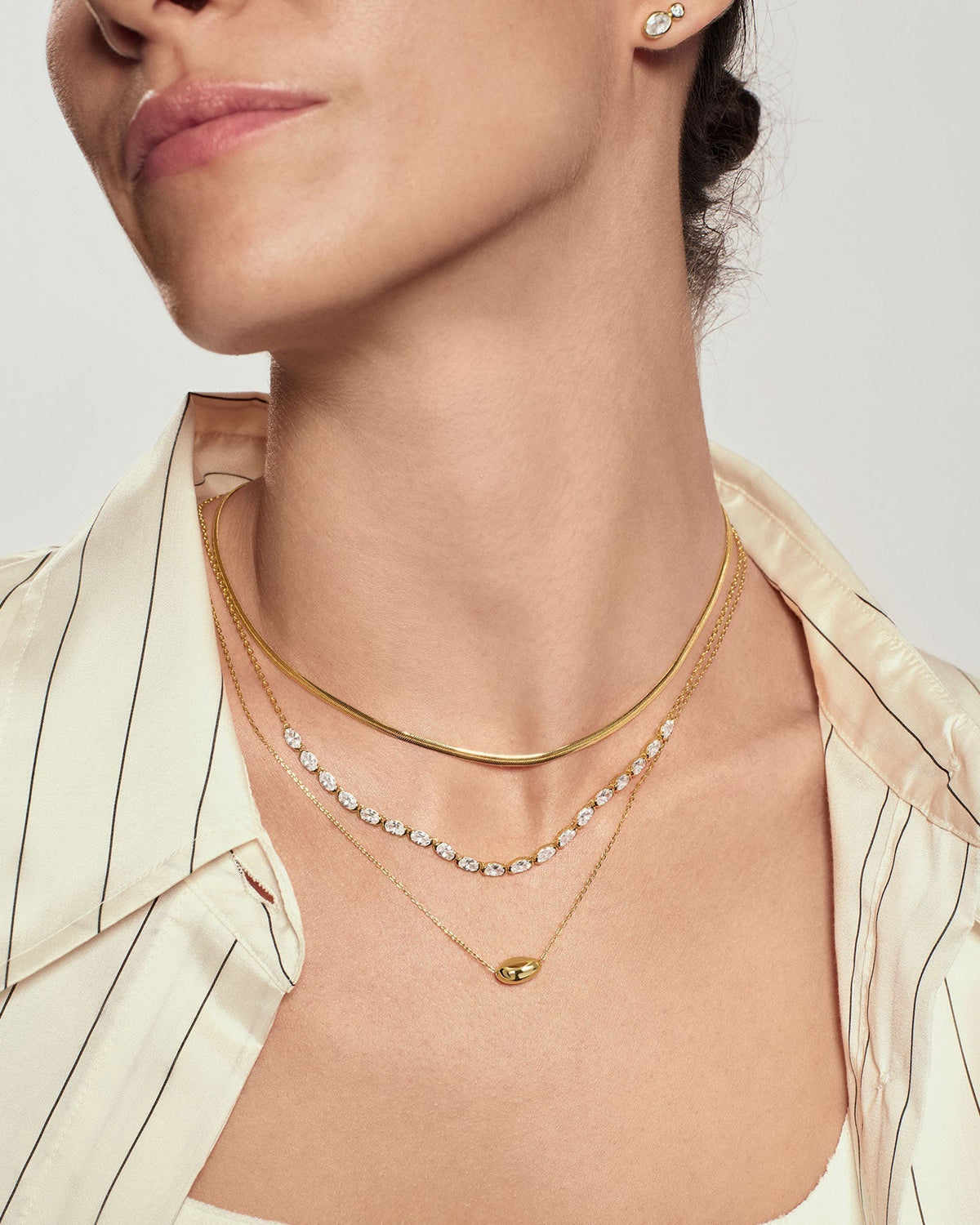 Ania Haie Gold Half-Bezel Oval Half-Tennis Necklace N076-14G N076-14G view 3