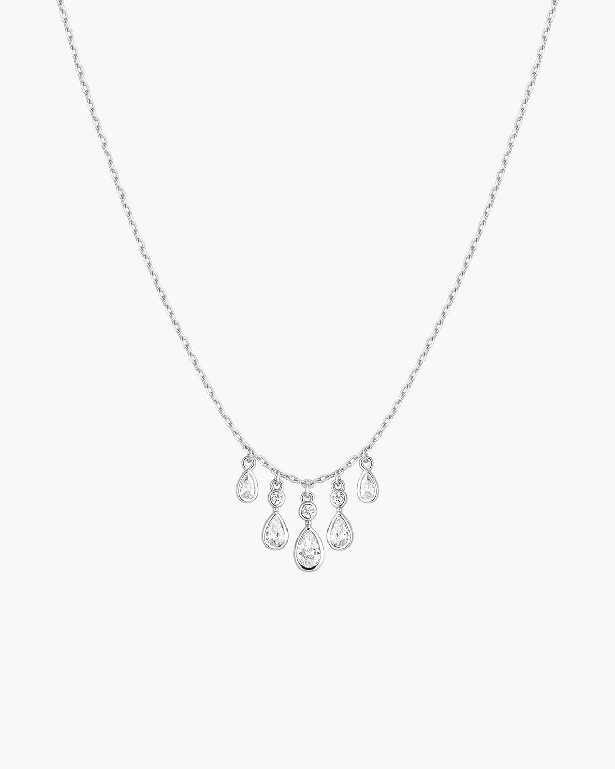 Ania Haie Silver Bezel-Set Teardrop Cascade Necklace N076-04H N076-04H front packshot
