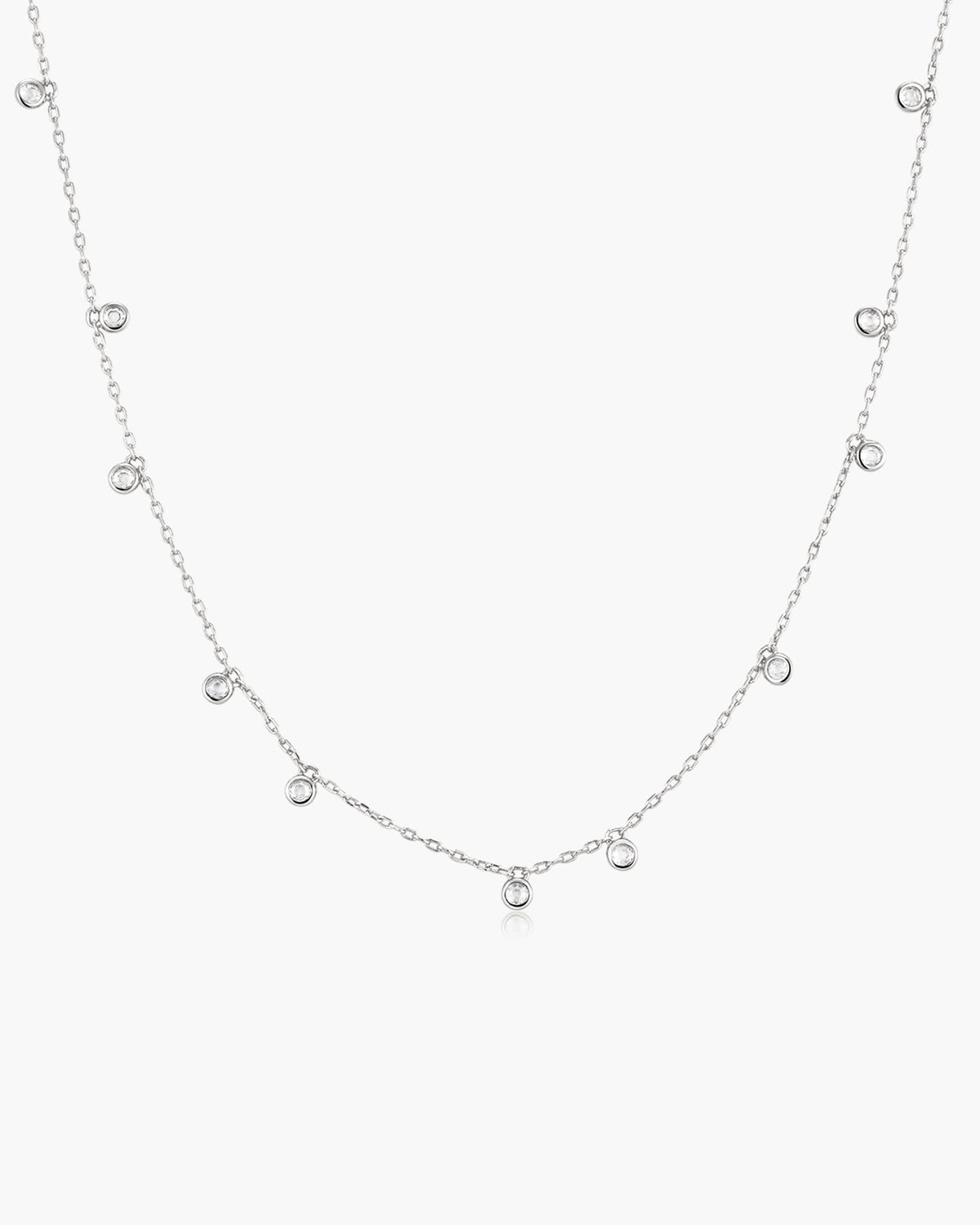 Ania Haie Silver Graduated Bezel Round Drop Station Necklace N076-10H N076-10H front packshot