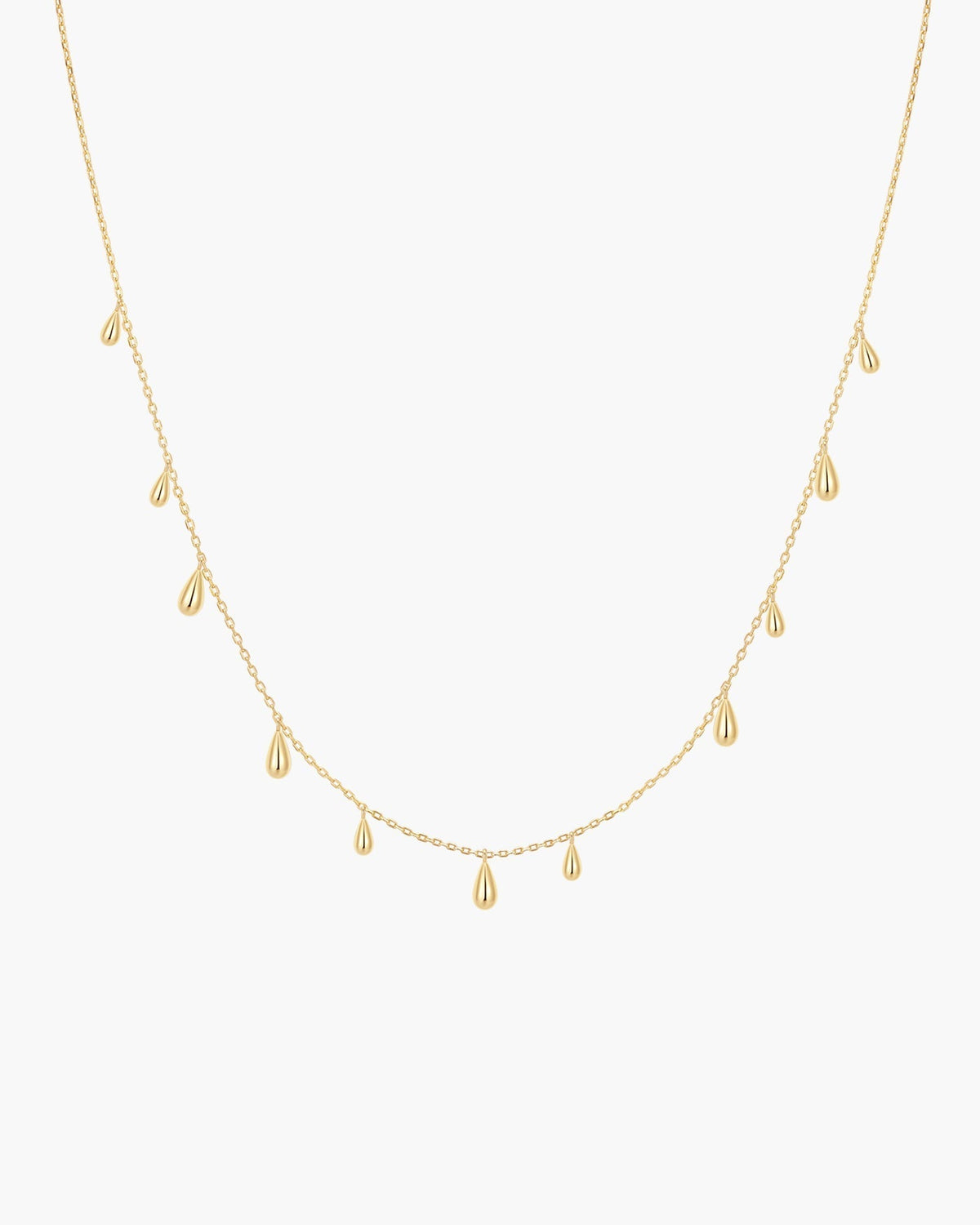 Ania Haie Gold Polished Teardrop Dangle Station Necklace N078-02G N078-02G front packshot