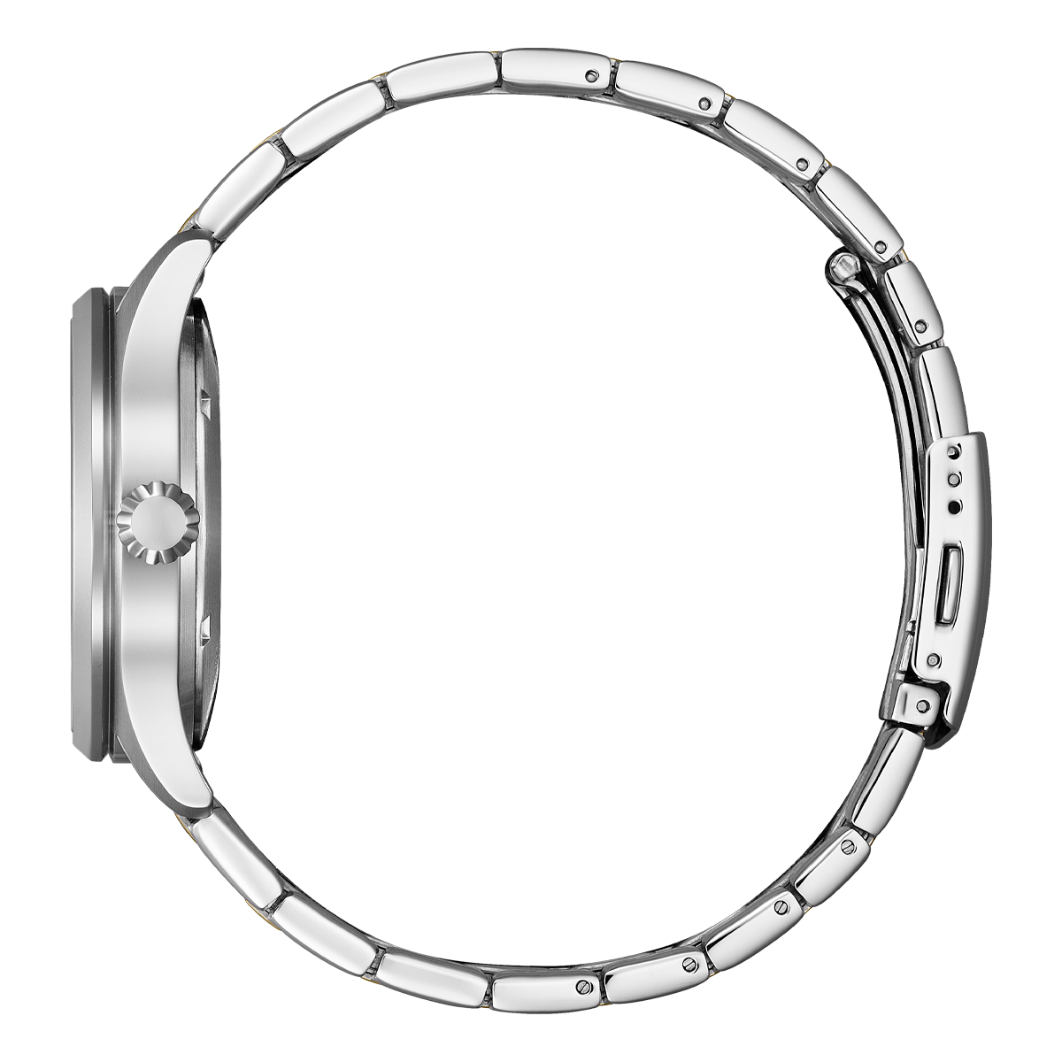 Side profile of the Citizen NH8410-59A showing the 11.6mm stainless steel case and bracelet