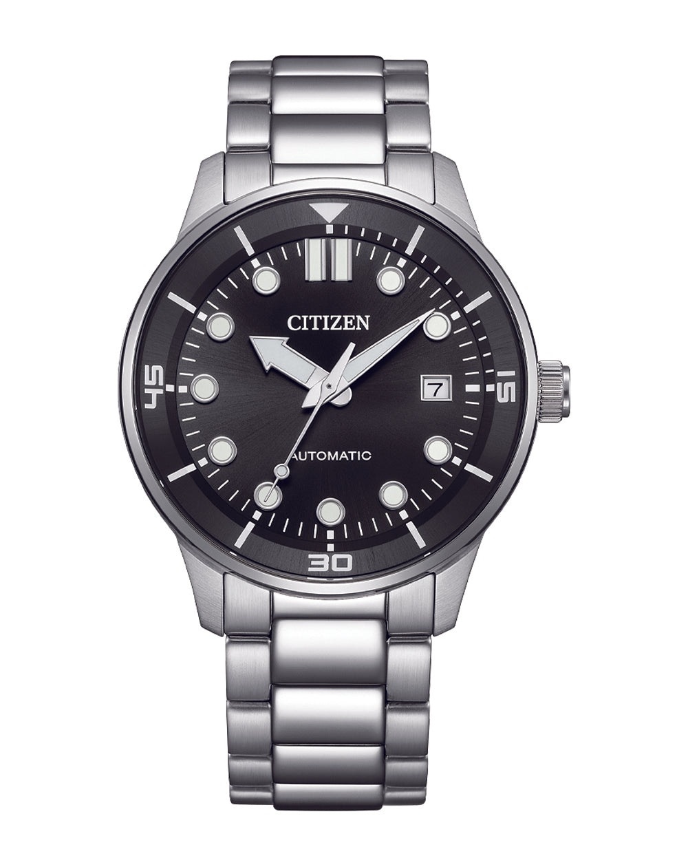 Citizen Automatic Silver Stainless Steel Black Dial Watch NJ0191-83E
