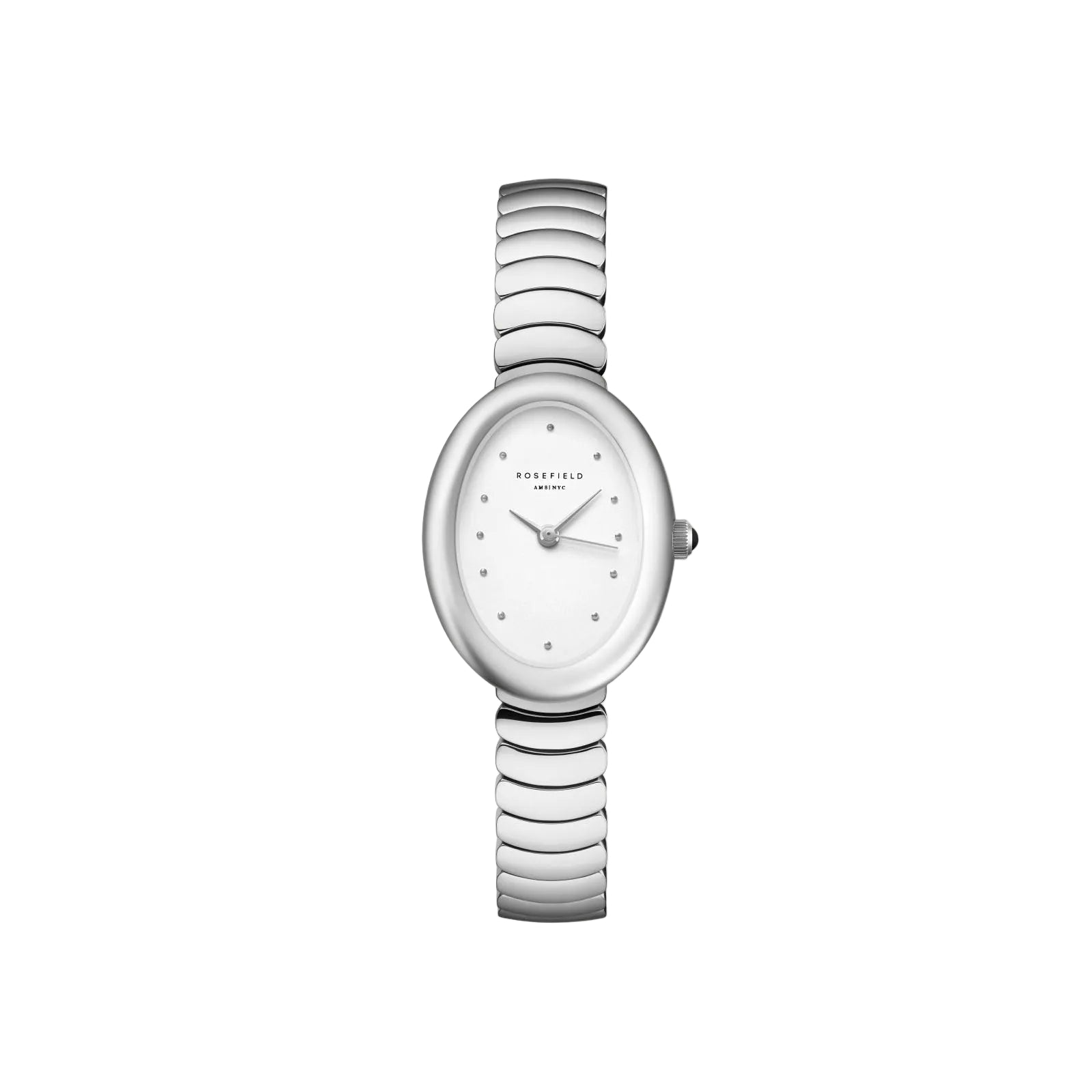 Rosefield Oval White Dial Silver Finish Watch OVWSSS-OV20