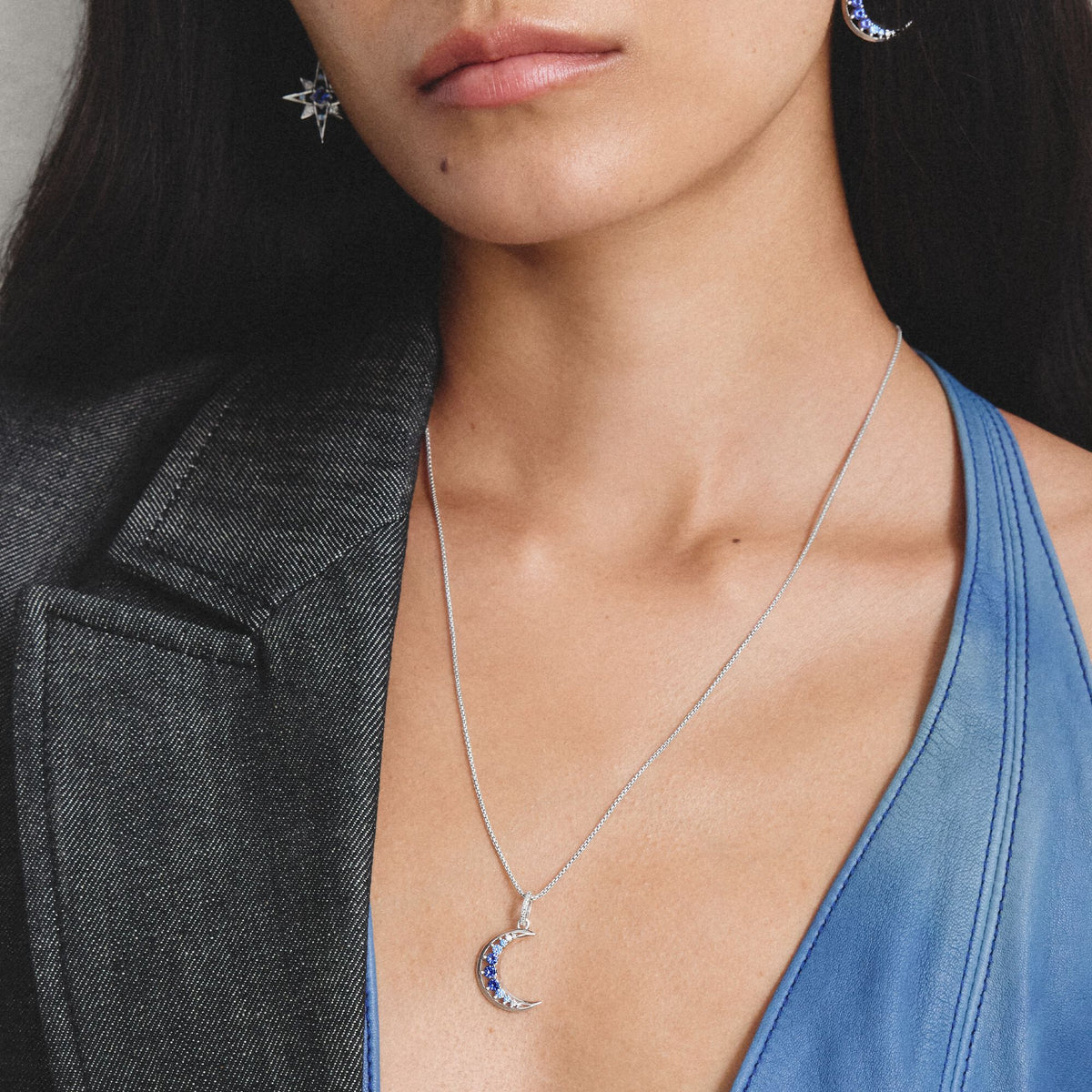 Thomas Sabo Pendant moon with blue stones TPE1020BLU TPE1020BLU view 4