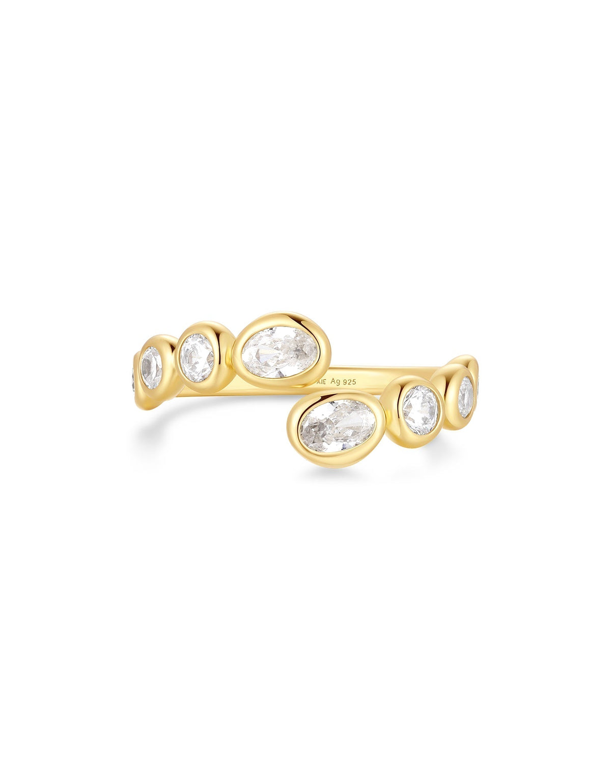 Ania Haie Gold Organic Pebble Spiral Bezel Adjustable Ring R076-01G R076-01G front packshot