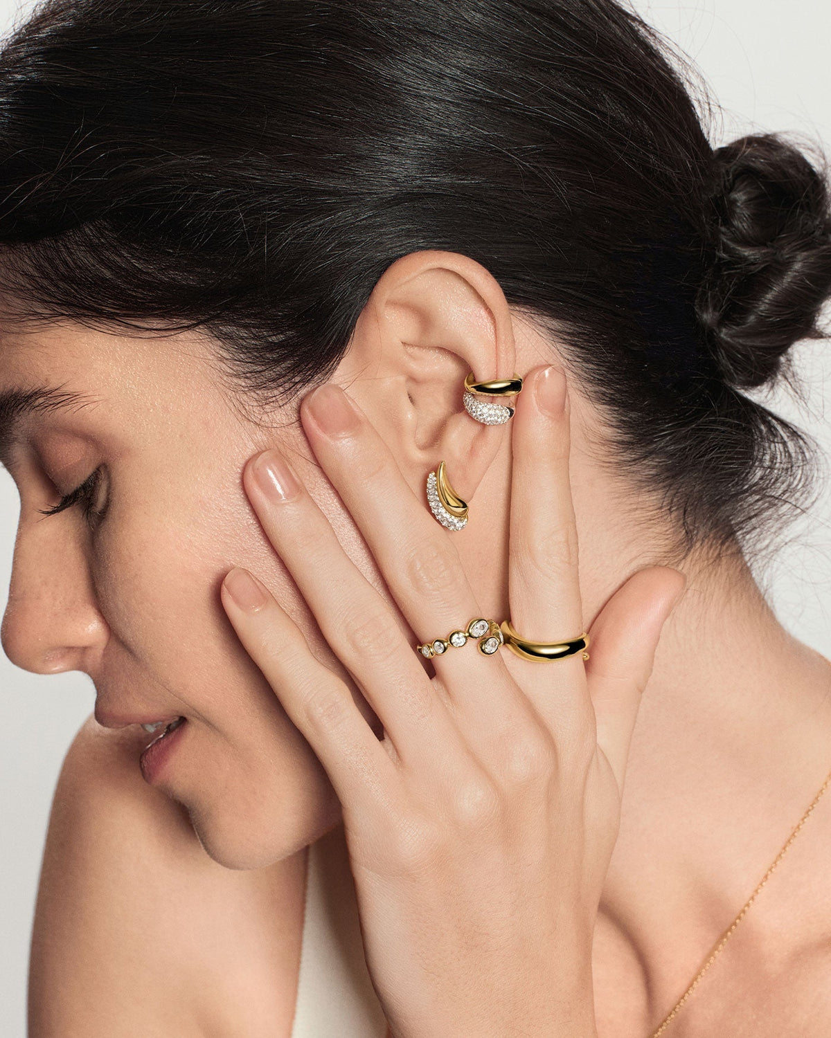 Ania Haie Gold Pave & Polished Teardrop Duet Stud Earrings E078-08G E078-08G view 3