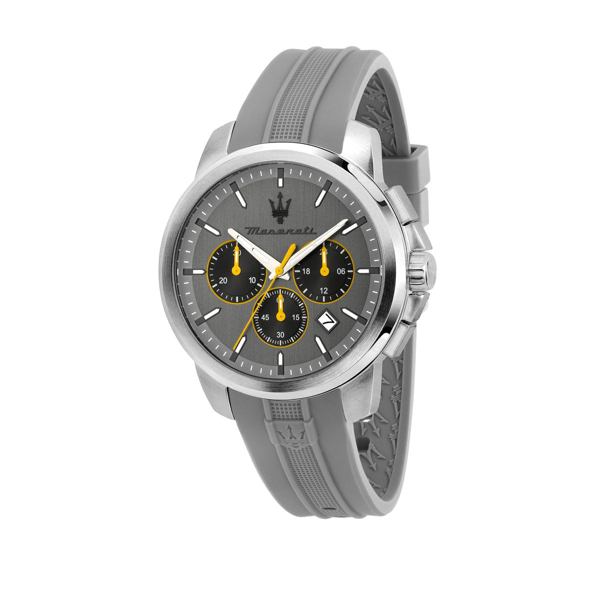 Maserati Successo 42mm Chrono Gray Dial Gray Silicone Strap Watch