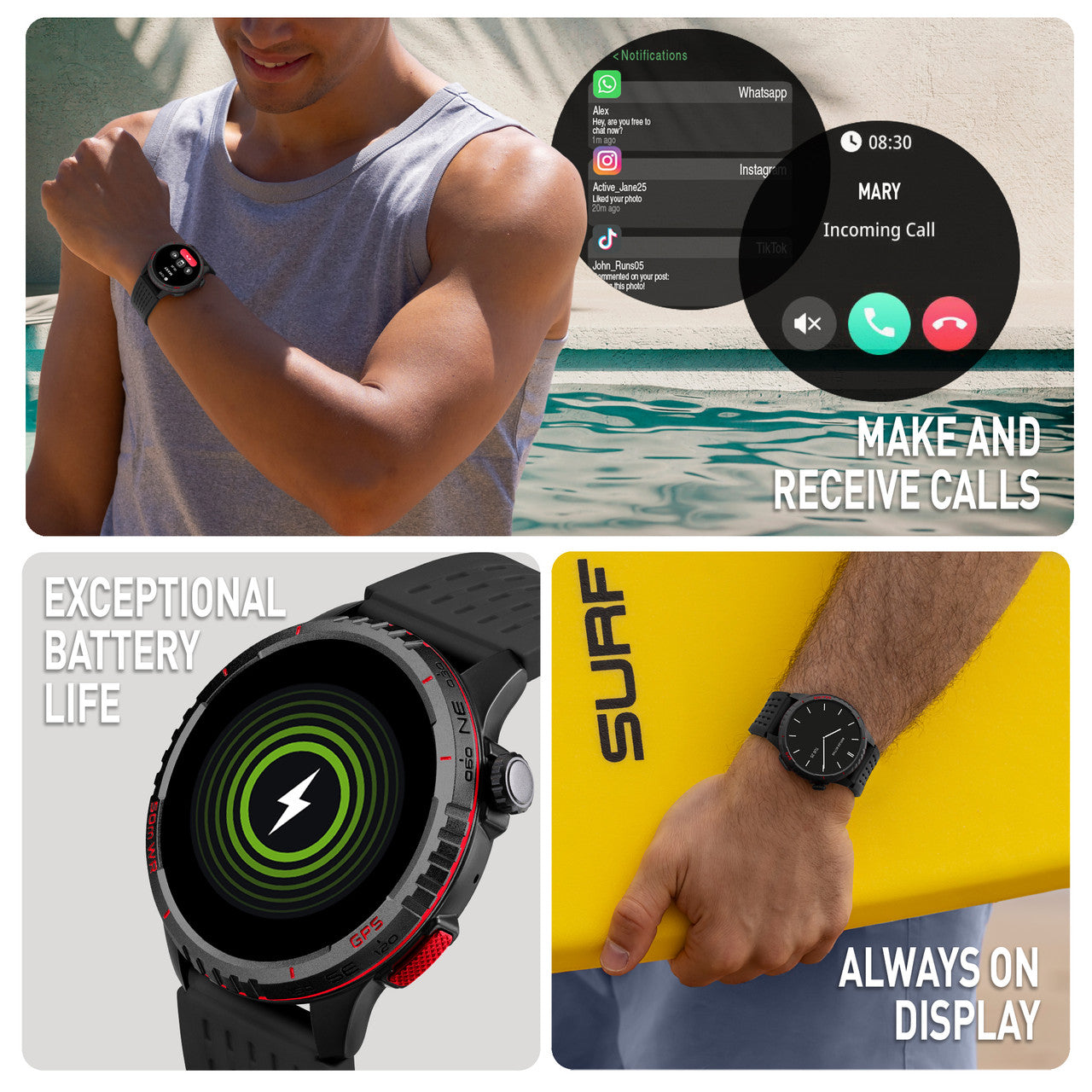 Reflex Active SeaVenture 5ATM Black Red Watch