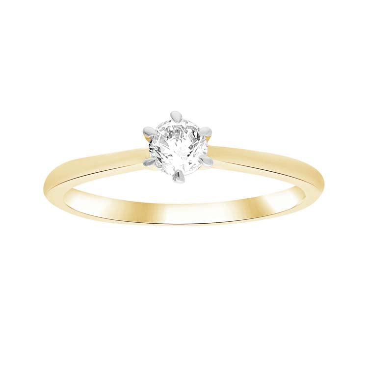 0.25ct Diamond 6 Claw Ring in 9K Yellow Gold