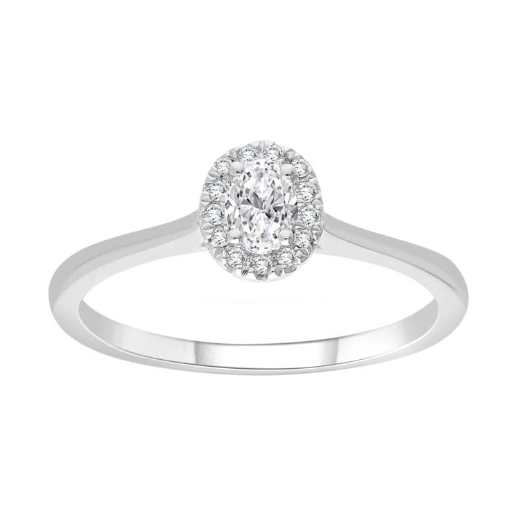 0.25ct Diamond Oval Halo Ring in 9K White Gold