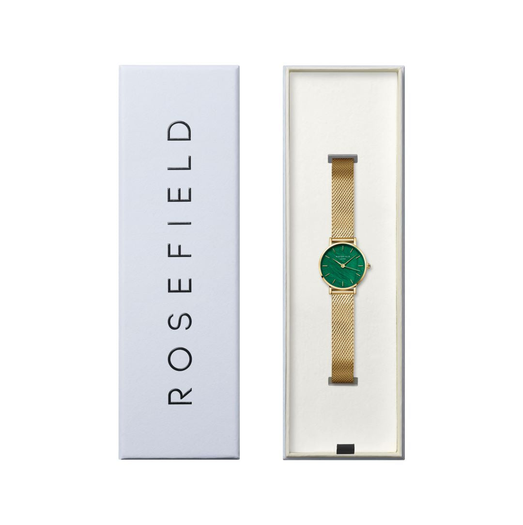 Rosefield Small Edit Emerald Mesh Gold Watch SEEGMG-SE72