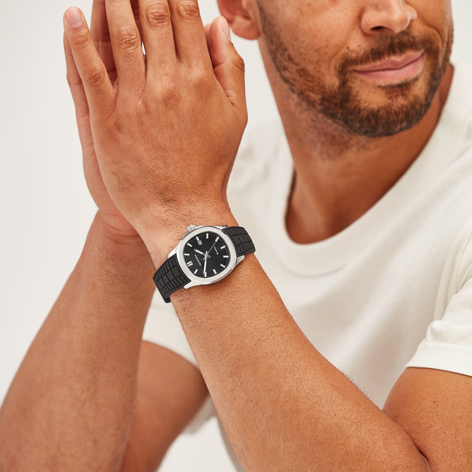 Sekonda Octaire Mens Black Dial 40mm Watch With Rubber Strap