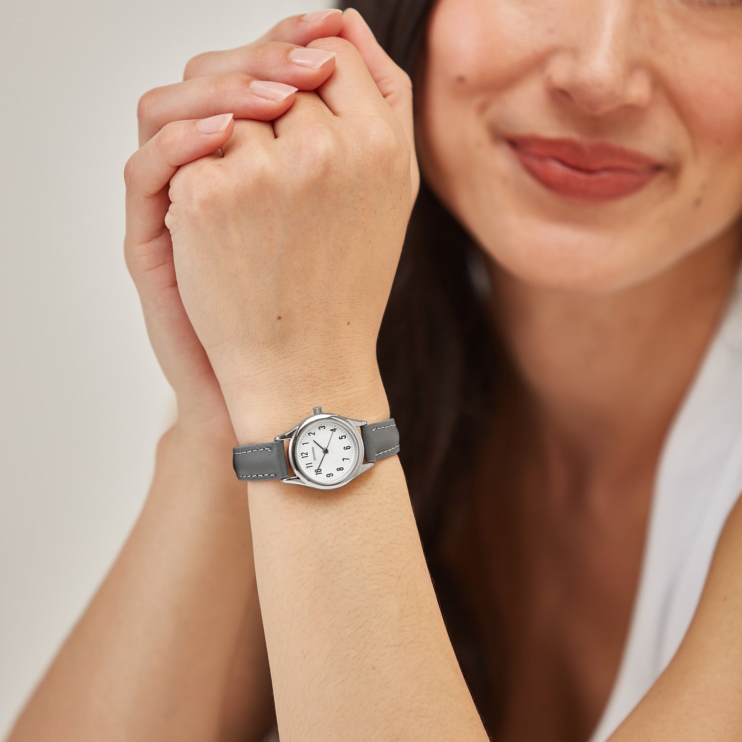 Sekonda Womens Grey Leather Watch White Dial 25mm Elegant Gift