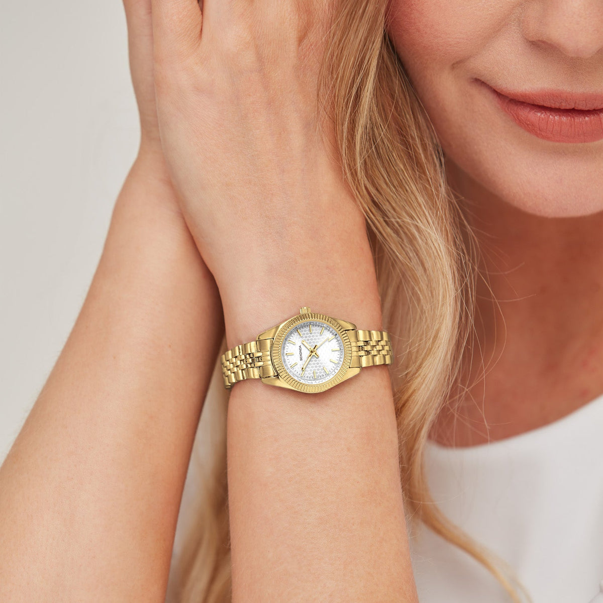 Sekonda Francis Silver White Dial 26mm Womens Watch Gold SK40729