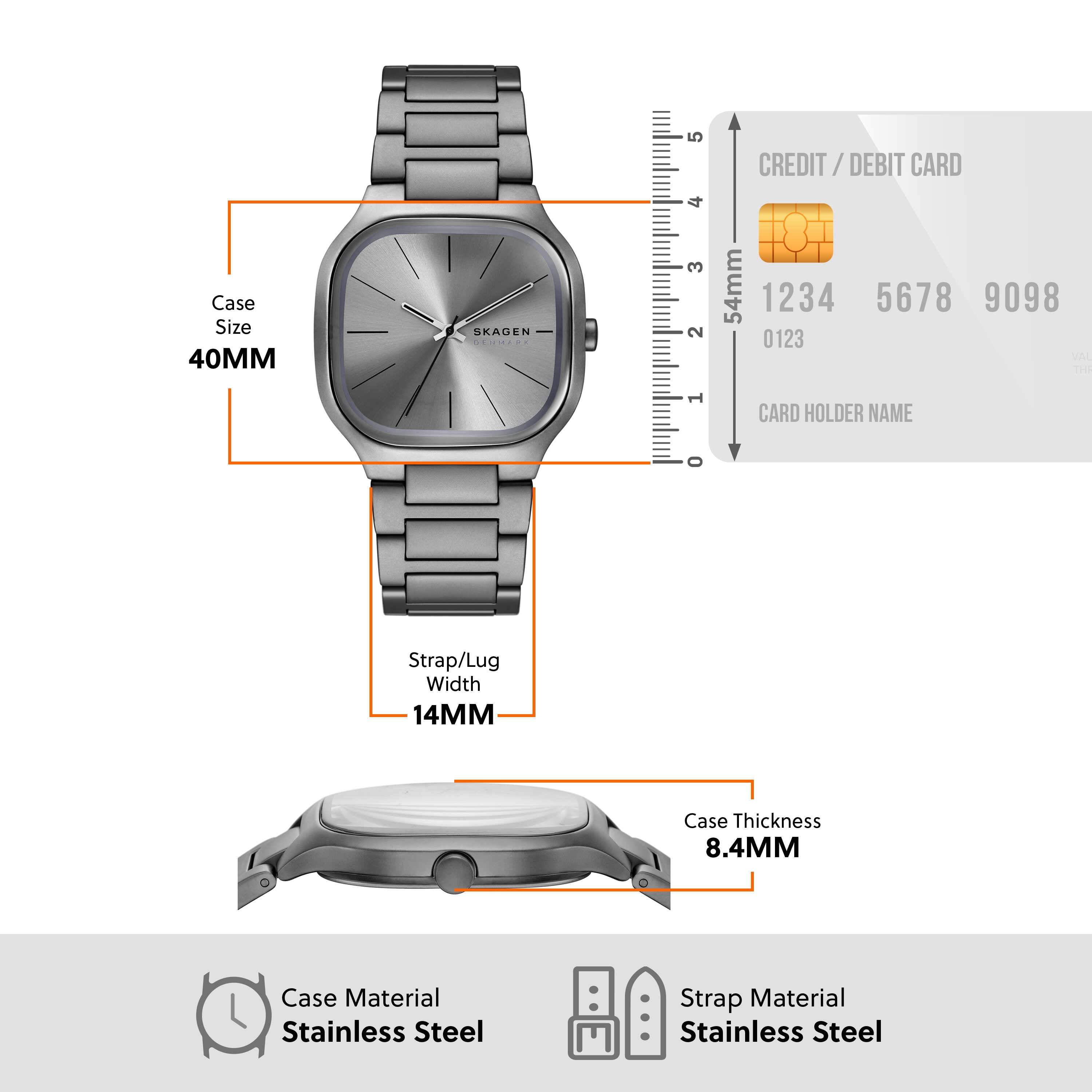 Skagen Mellem Three-Hand Gray Stainless Steel Watch SKW6936