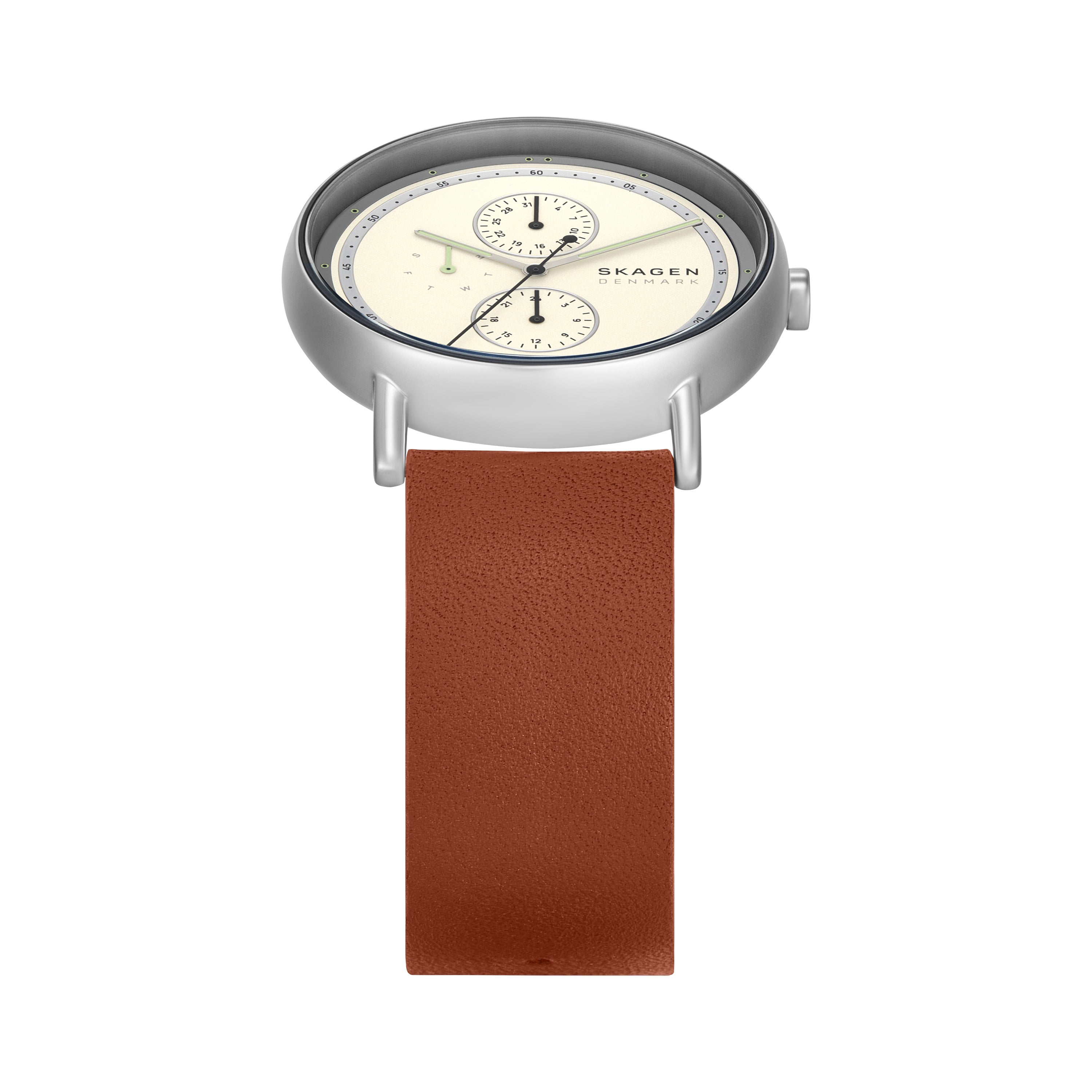 Skagen Signatur Cream Dial Brown Leather Strap Watch SKW6942