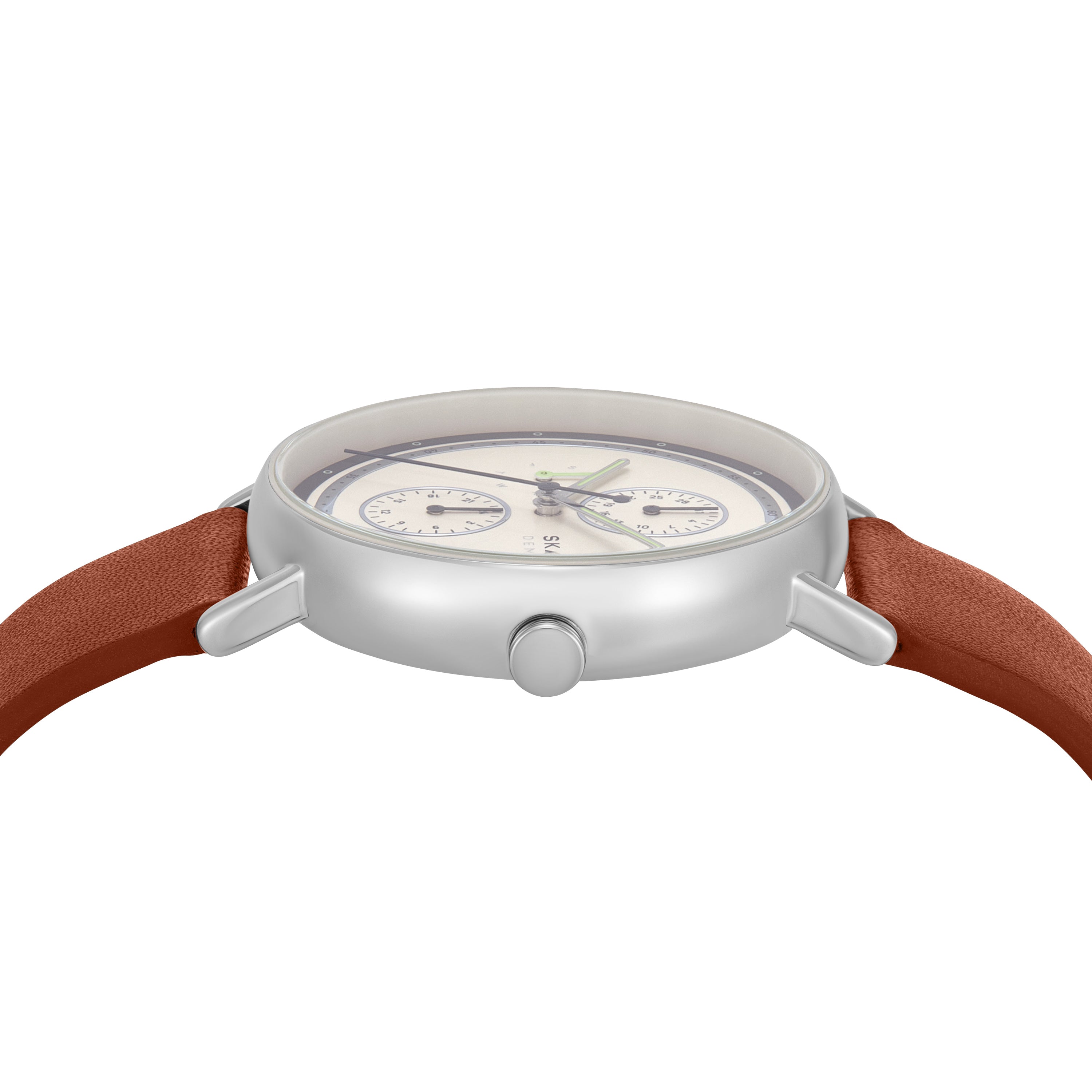 Skagen Signatur Cream Dial Brown Leather Strap Watch SKW6942