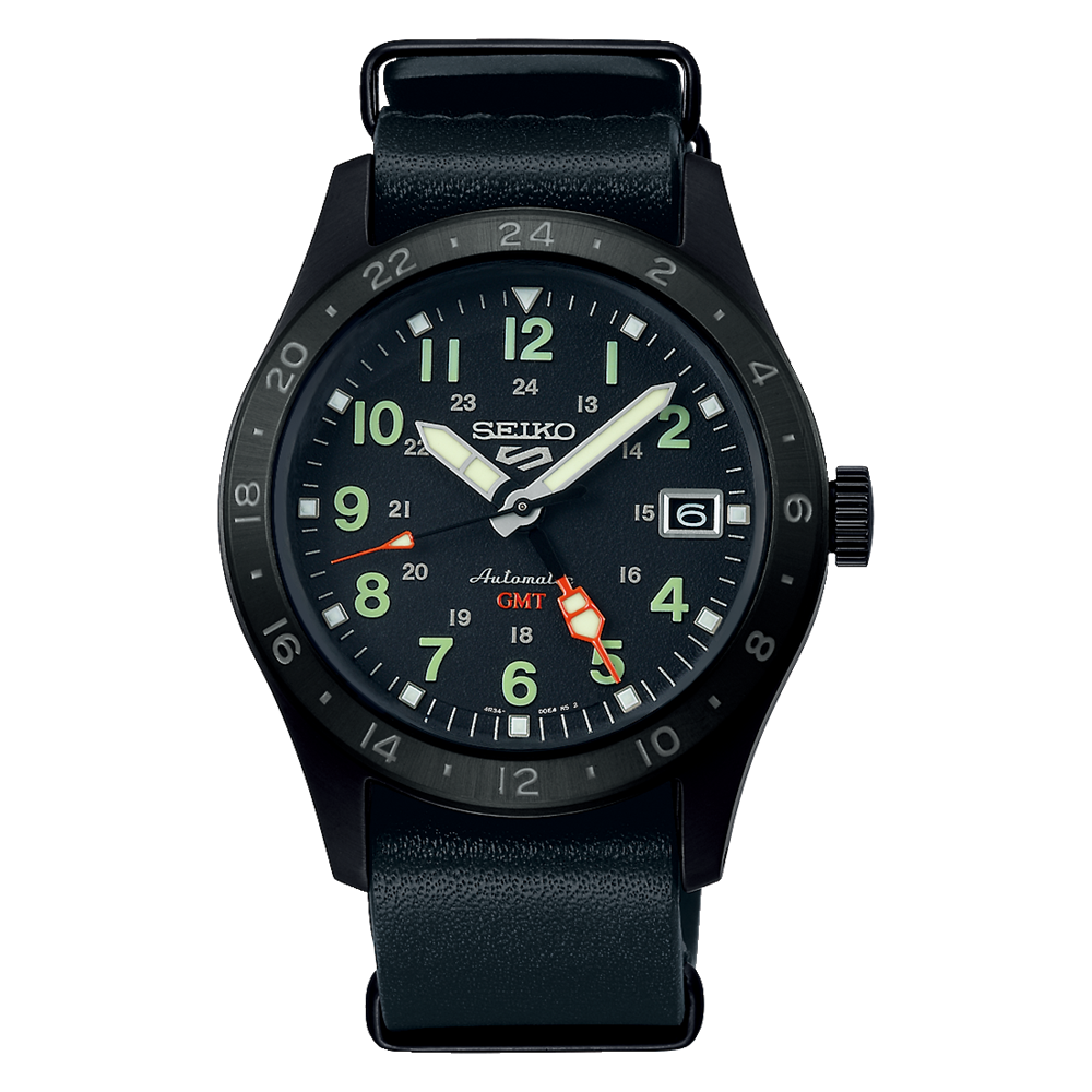 Seiko All Black GMT Field Sports Men's Watch SSK025K