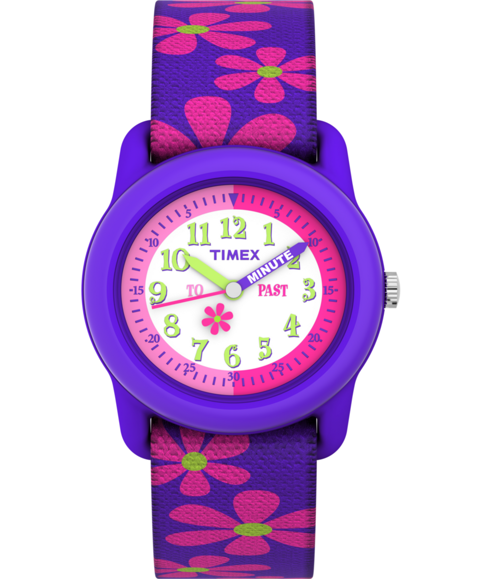 Timex Time Machines Purple Floral Elastic Fabric Kids Watch T89022