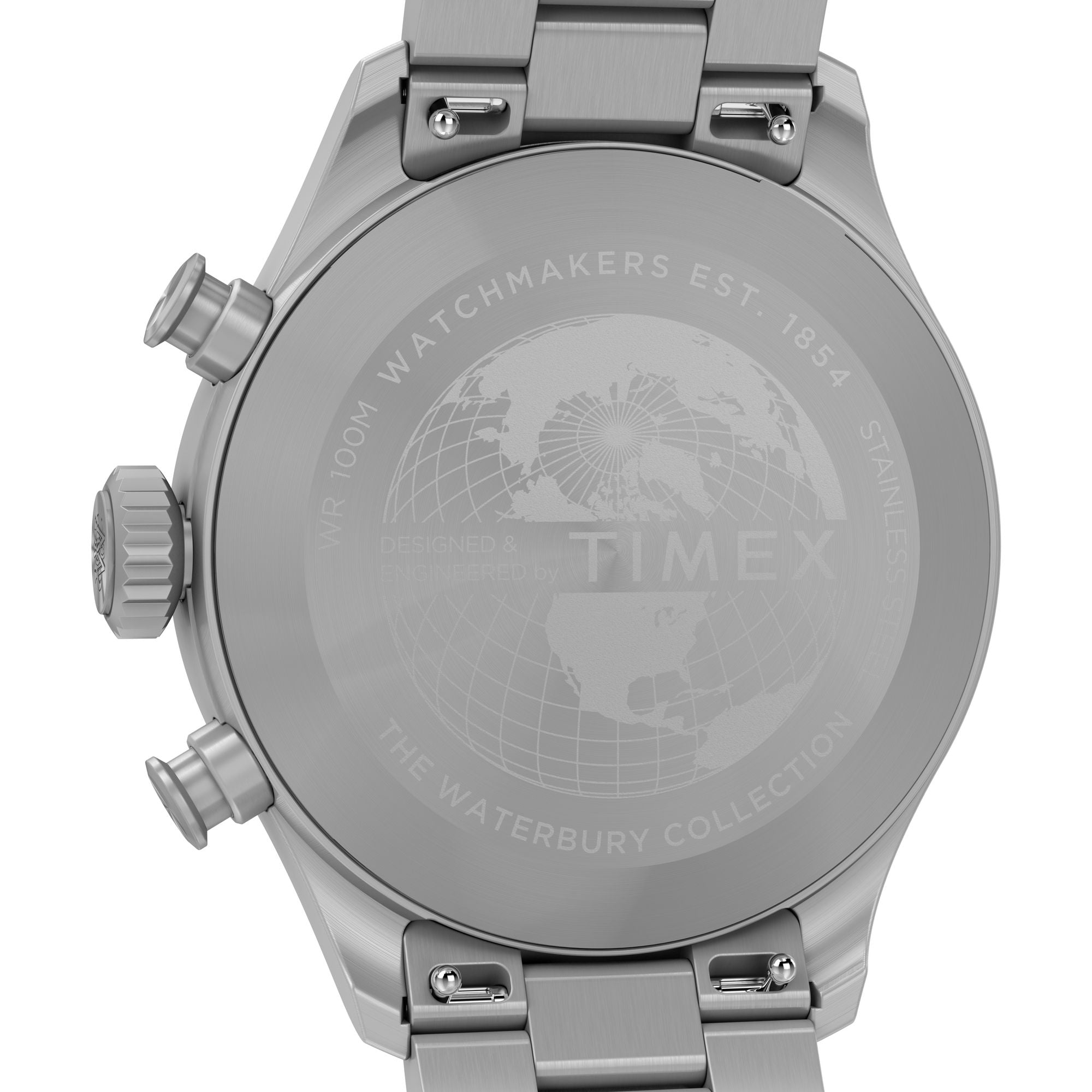Timex Waterbury Chronograph Green Dial Stainless Steel Strap Watch TW2Y19100