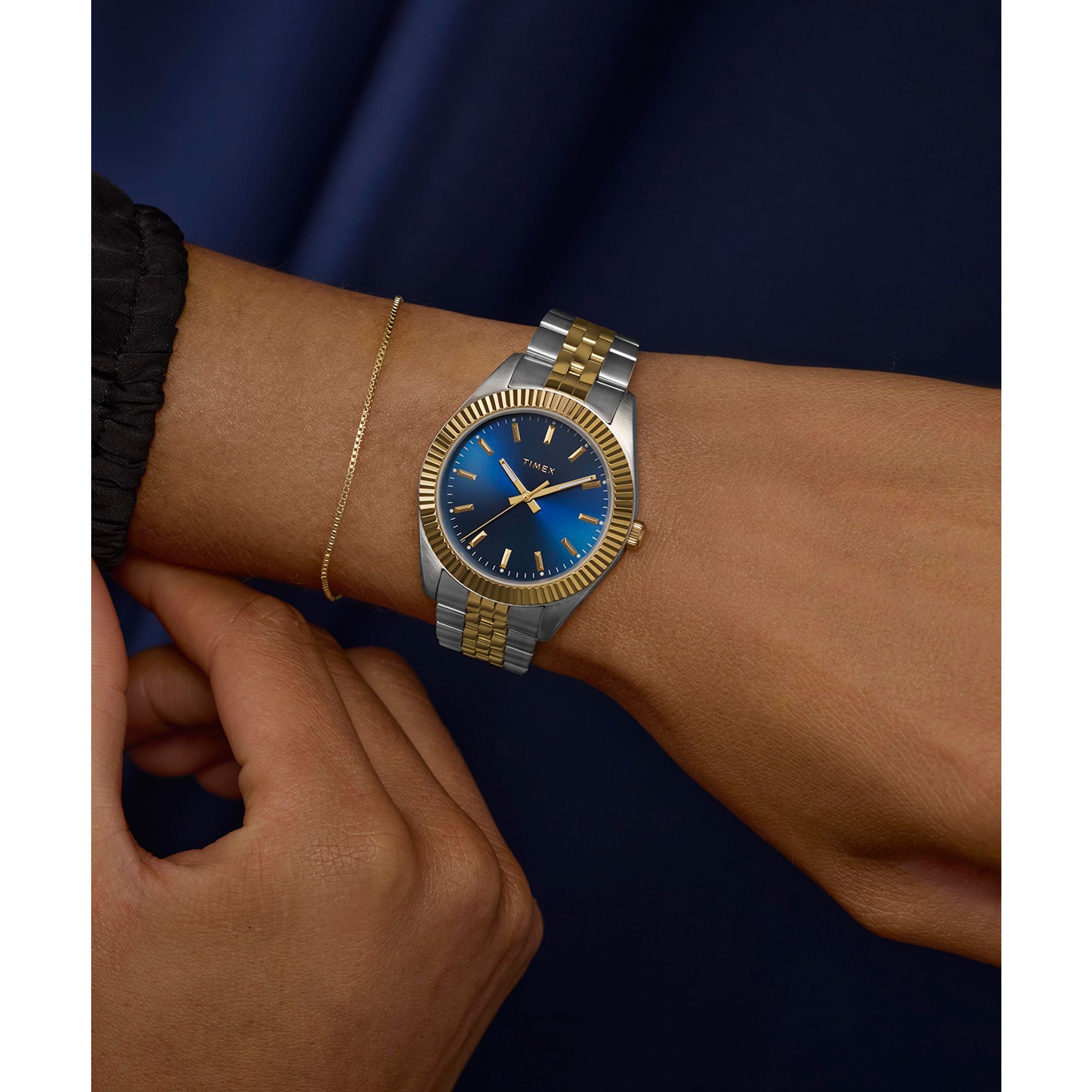 Timex Legacy 36mm Two-tone Case and Bracelet with Blue Dial TW2Y20200