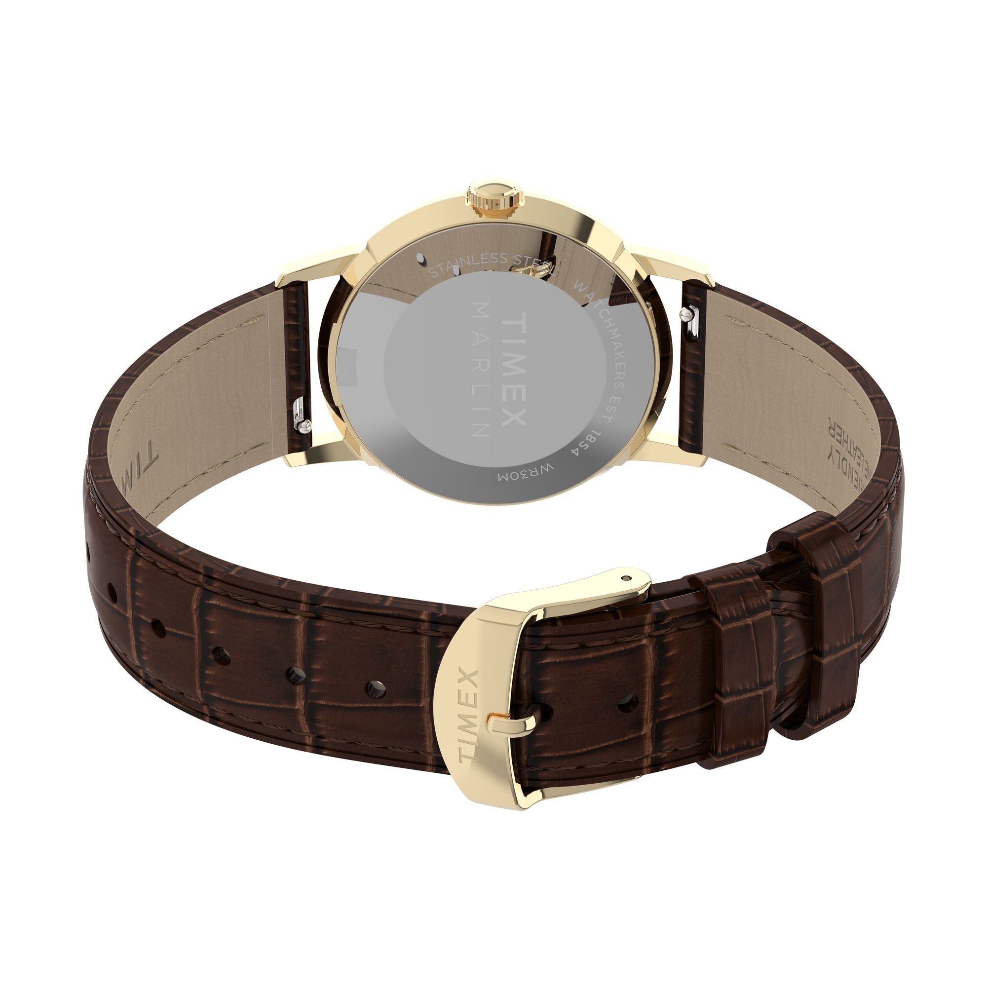 Timex Marlin Quartz Green Dial 34mm Leather Strap Watch TW2Y37800