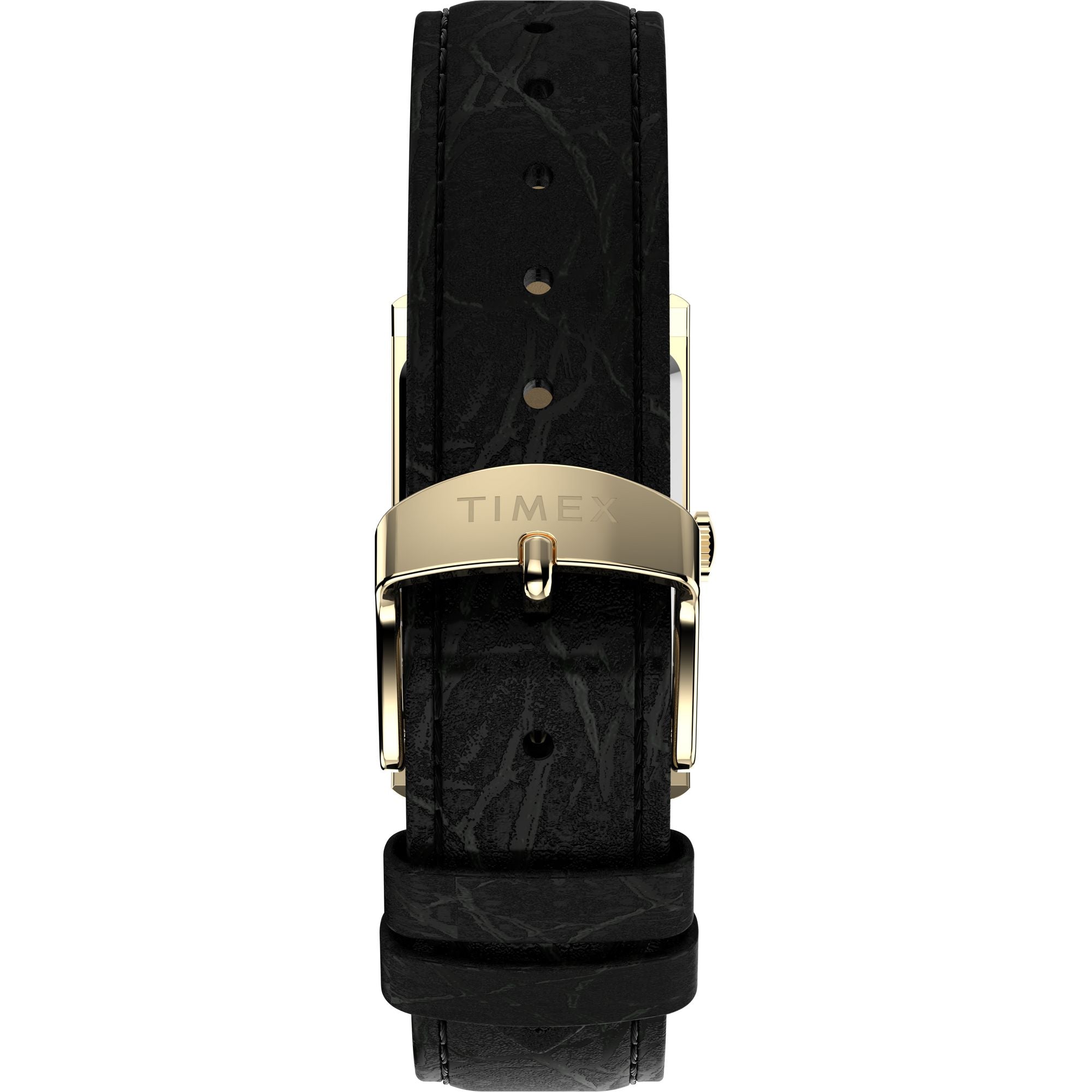 Timex Dress 1976 Reissue Gold Rectangle Black Leather Band Watch TW2Y56200