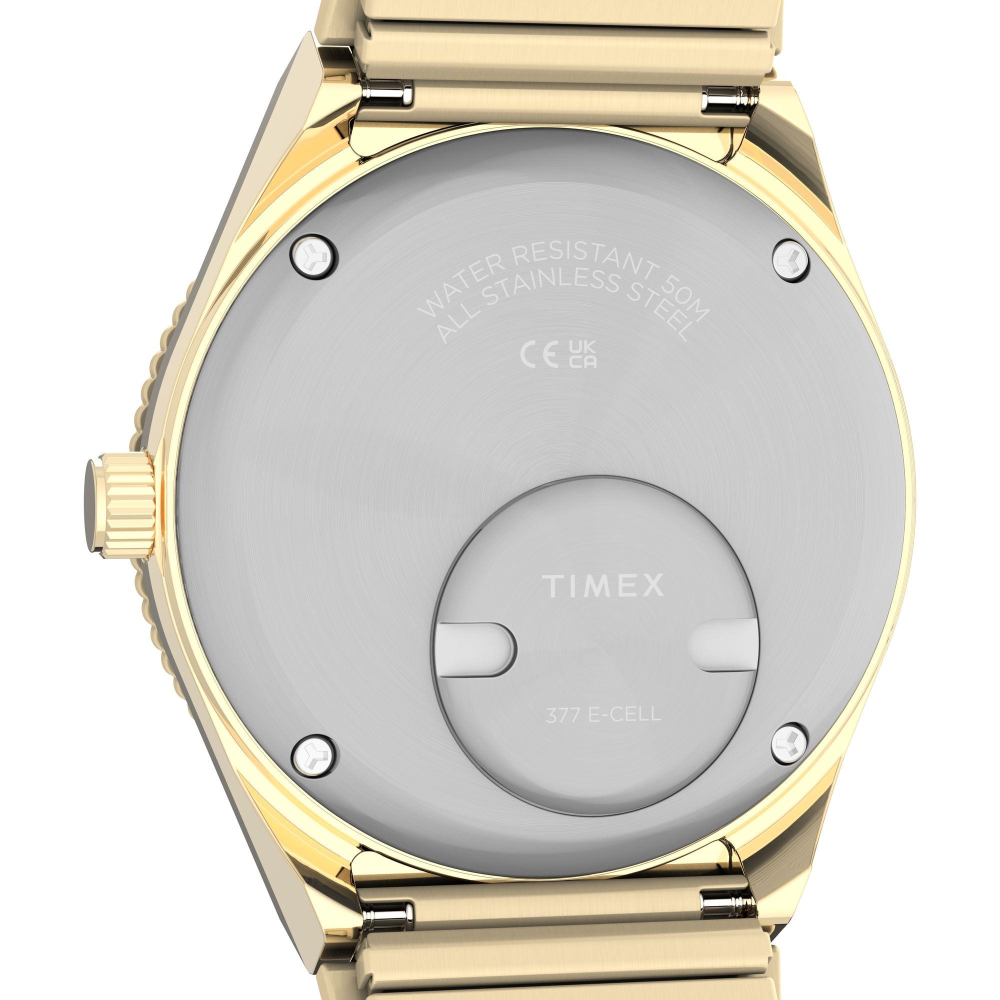 Timex Q Time 30mm Gold Dial and Expansion Band Women's Watch TW2W57500