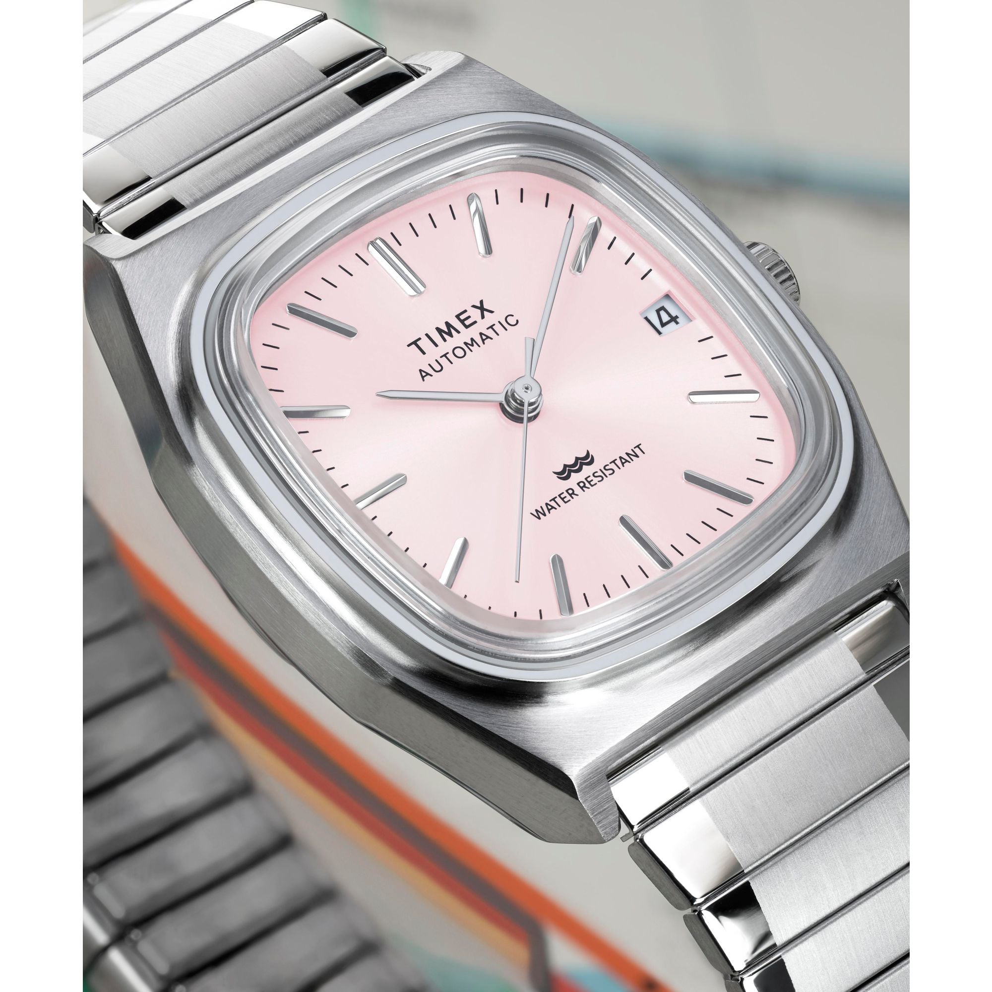 Timex Automatic 1983 Reissue Light Pink Stainless Steel Band Watch TW2Y66800