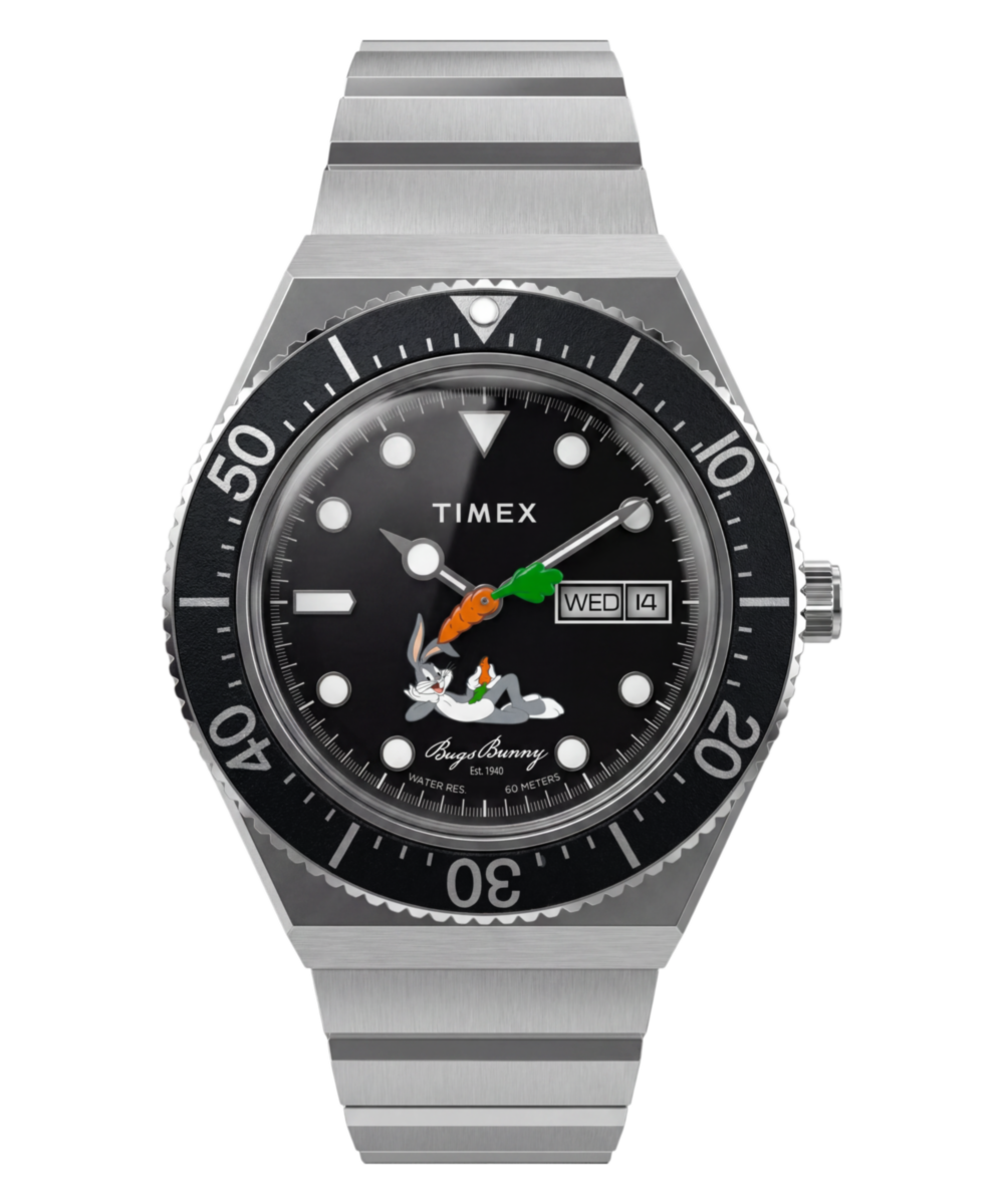 Timex M79 Looney Tunes Bugs Bunny black dial stainless steel bracelet watch TW2Y99200