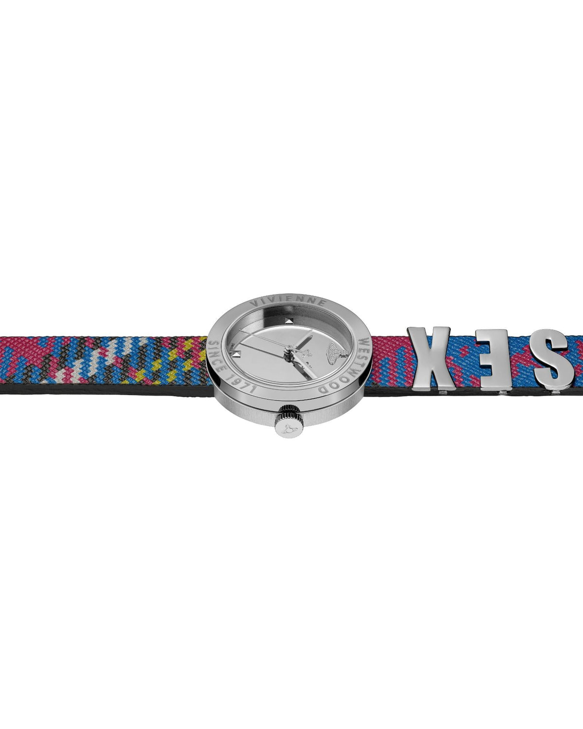 Vivienne Westwood Rebel Sex Silver Dial Tartan Leather Strap Watch