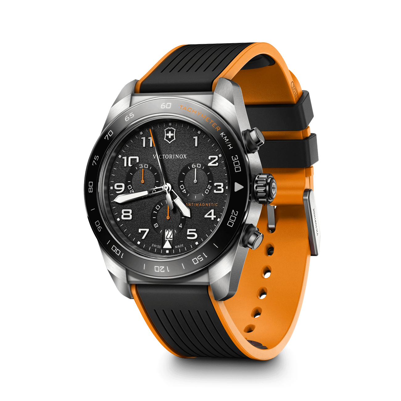 Victorinox Swiss Army Chrono Black Dial and RubberSteel Band Mens Watch 242050