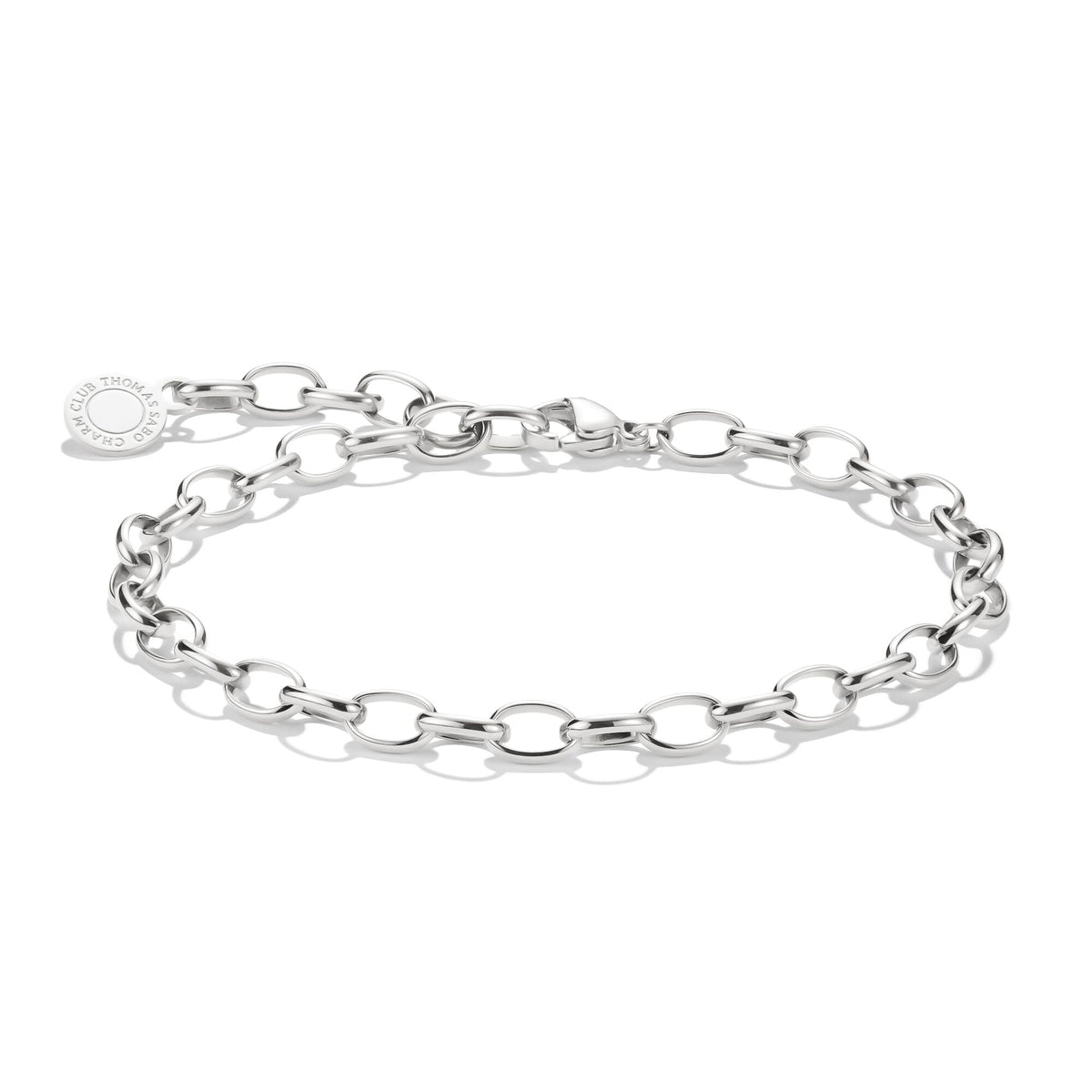 Thomas Sabo Silver-Plated Charm Club Anchor Chain Bracelet CX0163M-15 front packshot