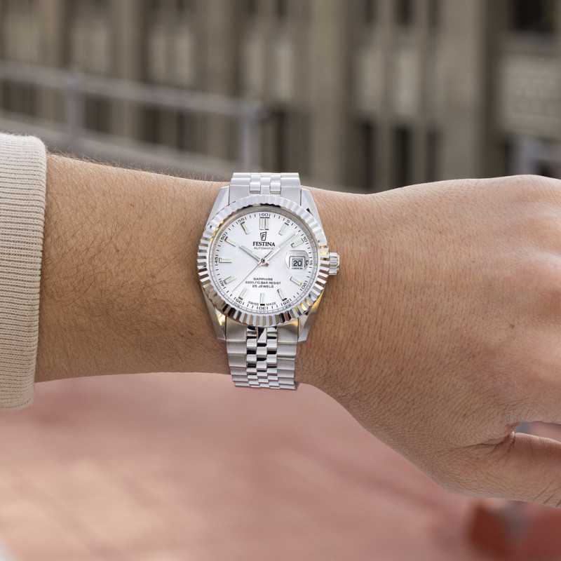 Festina Swiss Made Automatic White Dial Stainless Steel Men’s Watch F20090/1