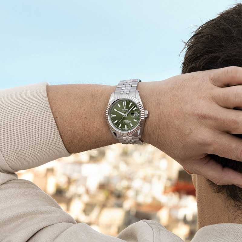 Festina Swiss Made Automatic Green Dial Stainless Steel Men’s Watch F20090/3