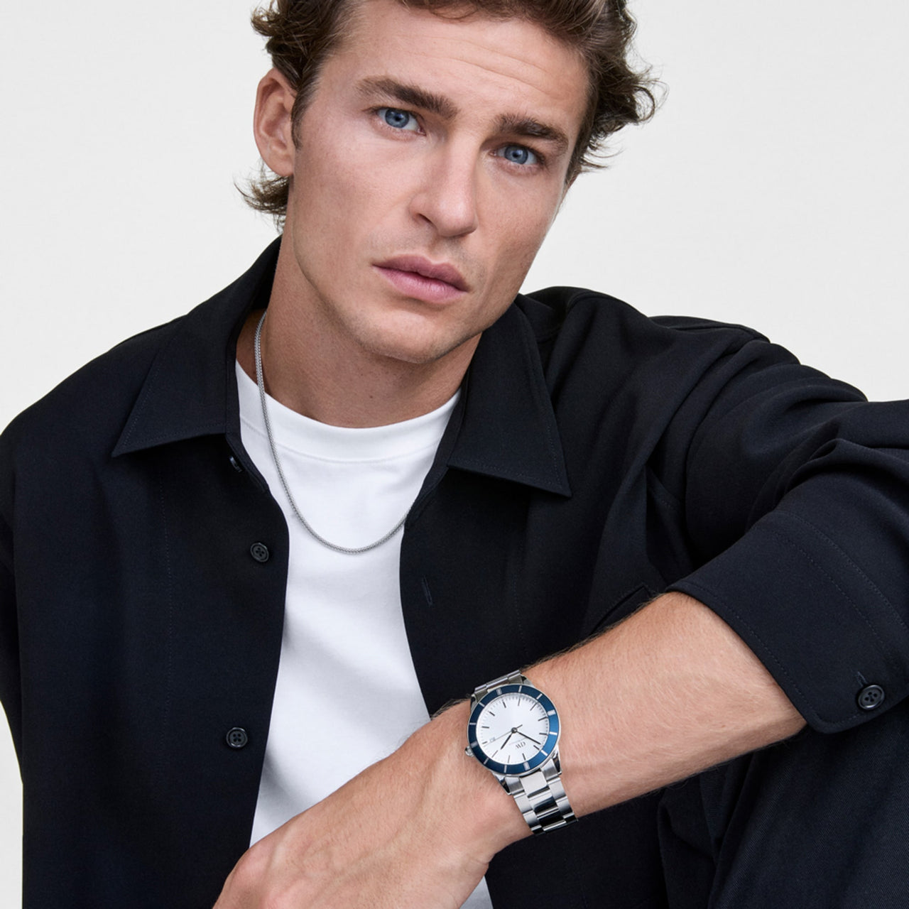Daniel Wellington Iconic Paradigma Link Blue Bezel White Dial Watch DW00100818