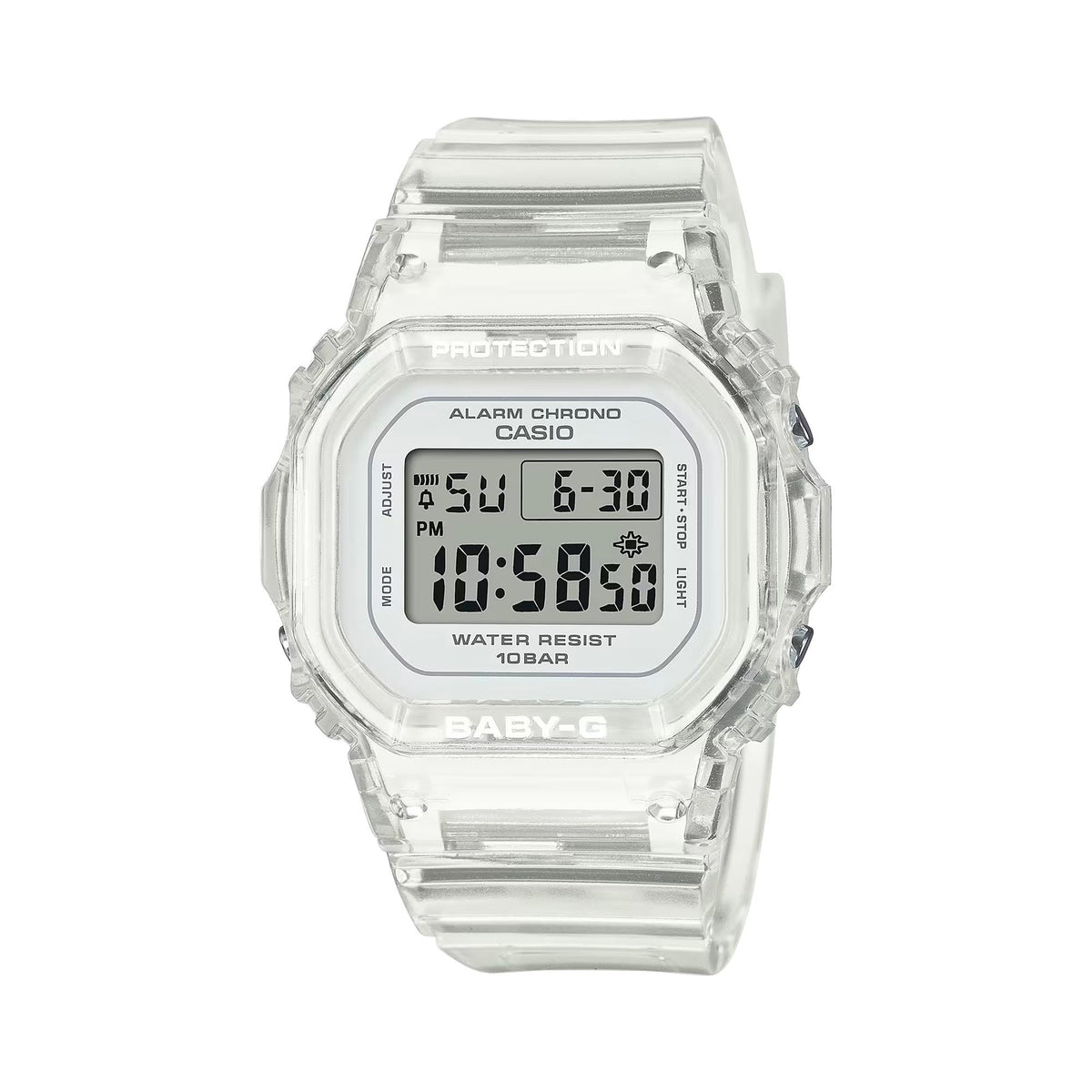 Casio Digital White Dial Transparent Resin Band Watch BGD565US-7D