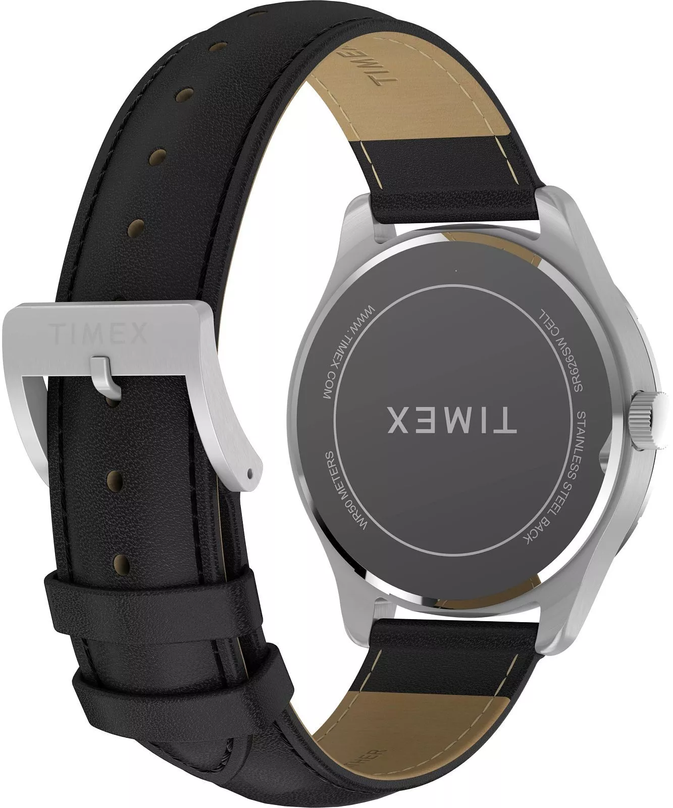 Timex Main Street Black Leather Band and Dial Watch TW2Y16100