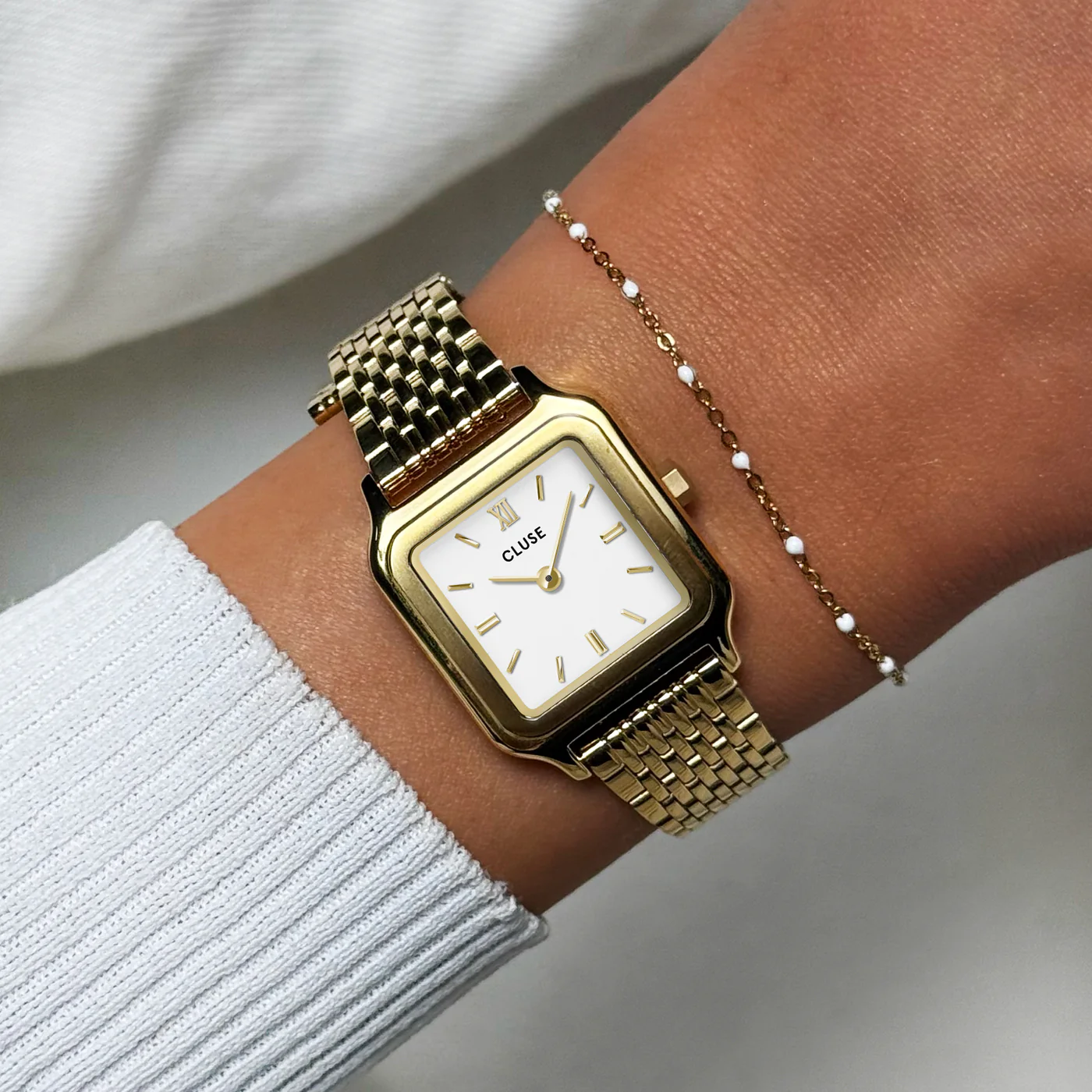 CLUSE Gracieuse White Dial Gold Stainless Steel Bracelet Set Box CG11804