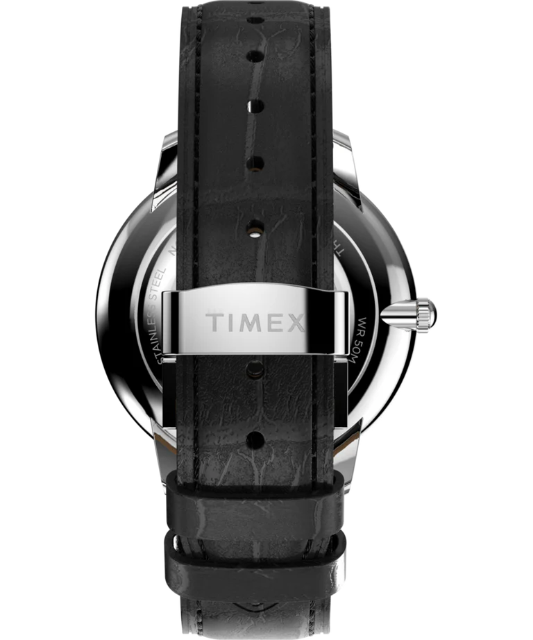 Timex Waterbury Metropolitan Sub-Second 39mm Black Leather Band Watch TW2Y23100
