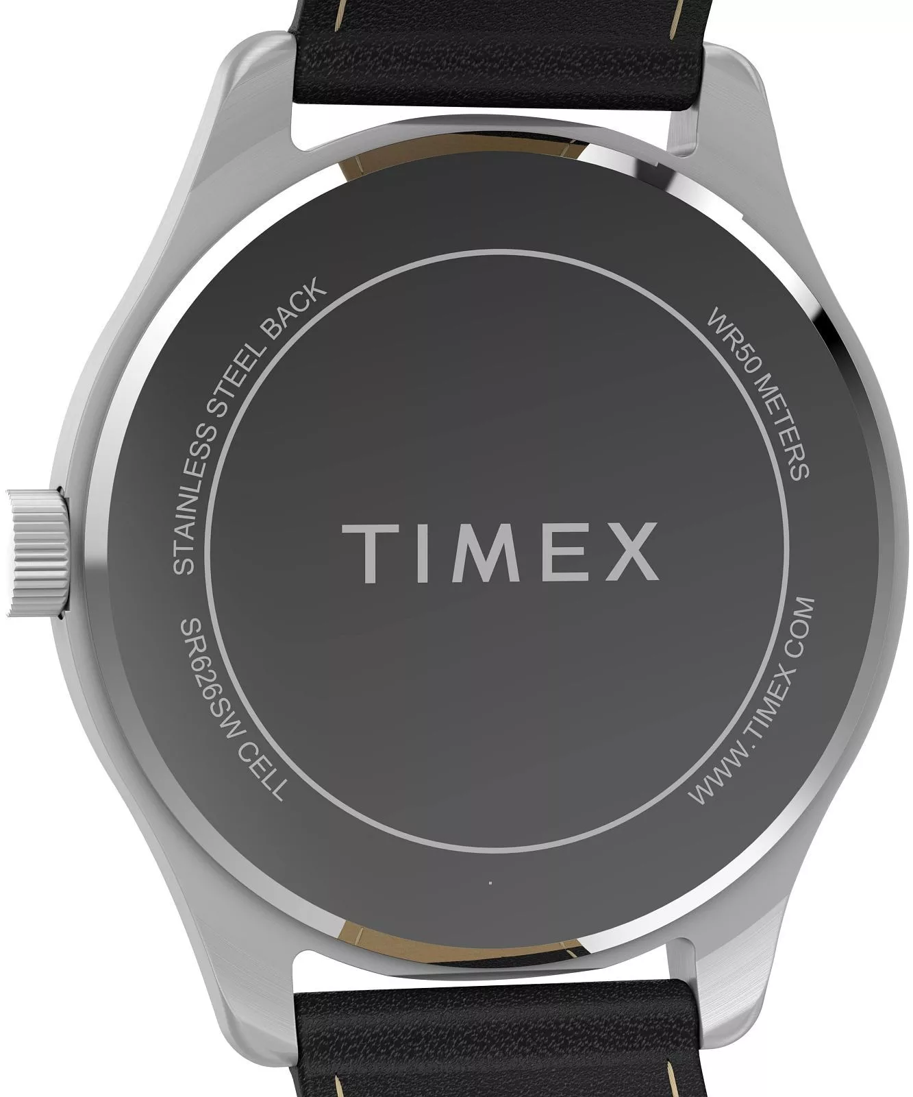 Timex Main Street Black Leather Band and Dial Watch TW2Y16100