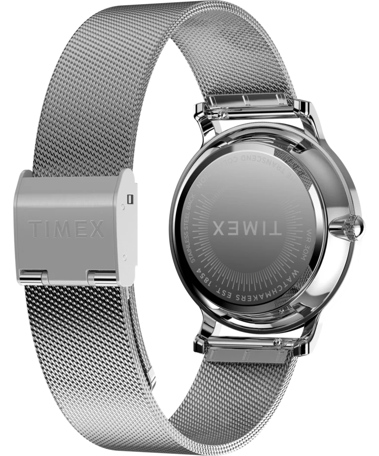 Timex Transcend 34mm Blue Dial Stainless Steel Silver Dial Watch TW2V10100